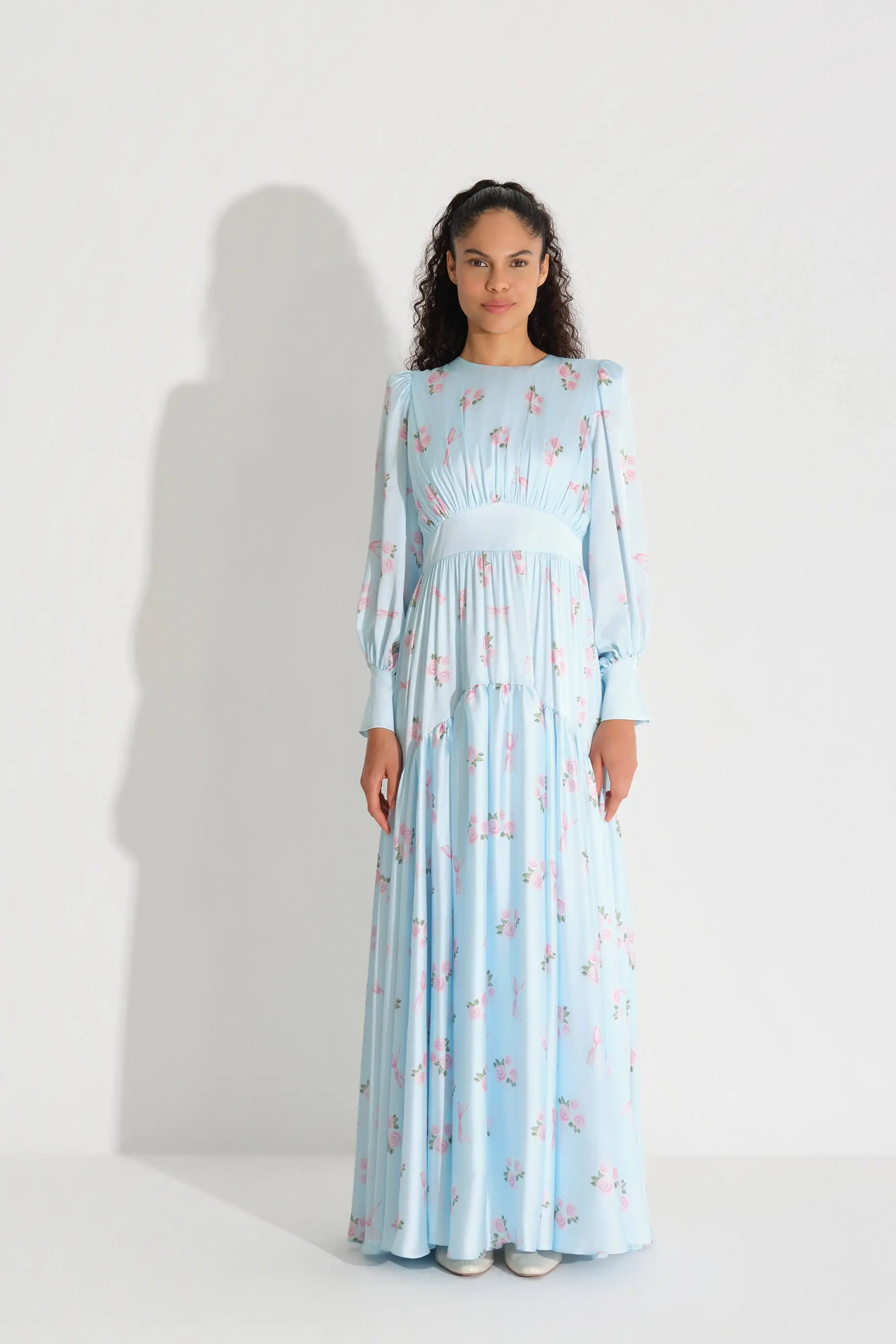 Corset-Inspired Satin Dress – Blue