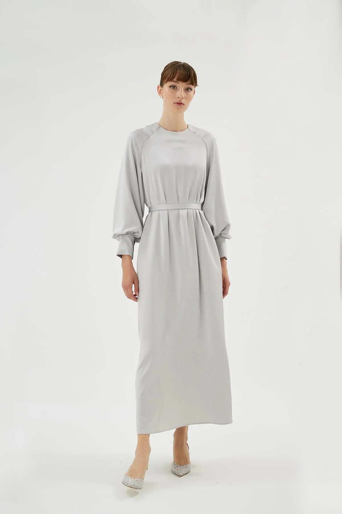 Eliza Embellished Dress – Silver
