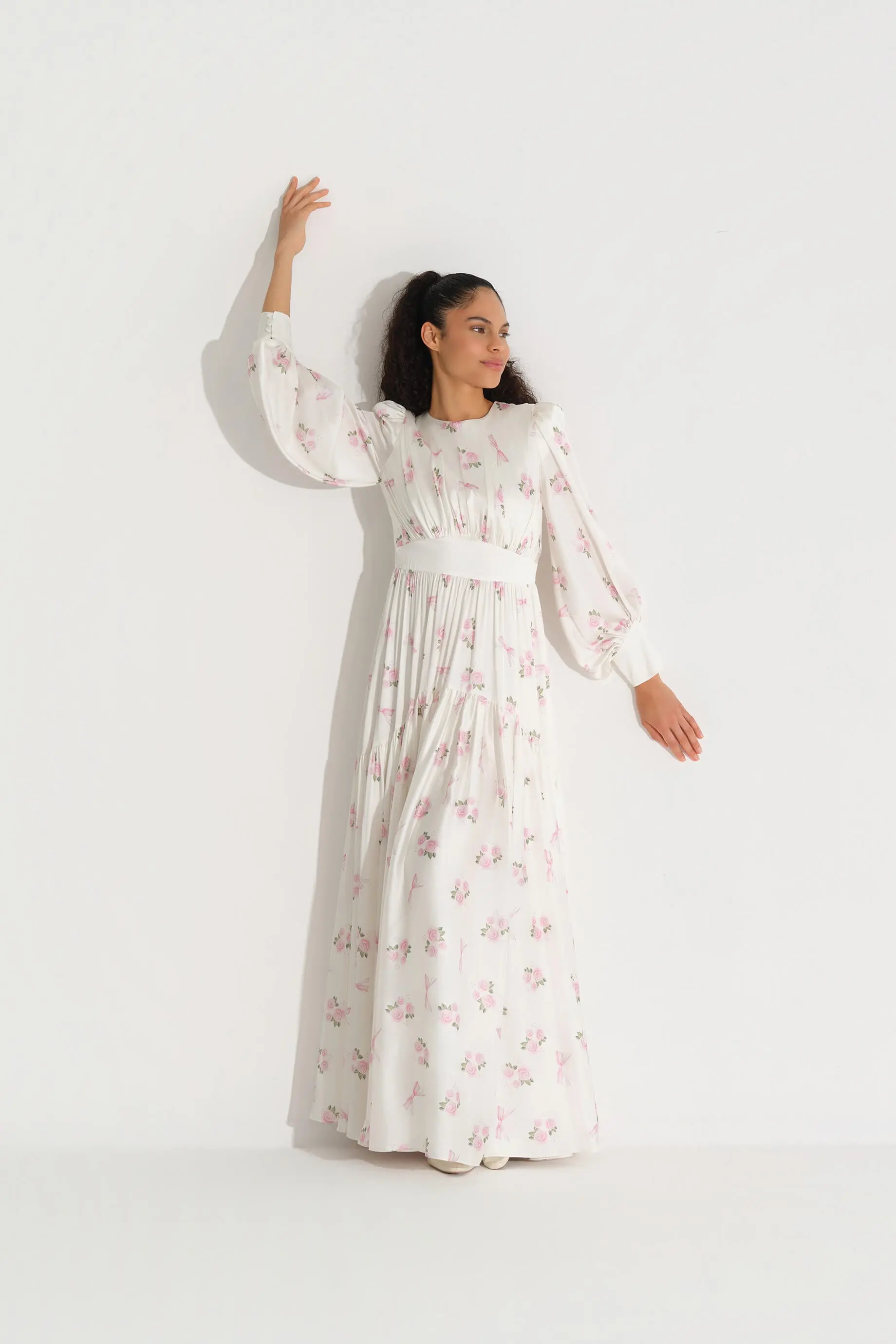 Corset-Inspired Satin Dress – Ecru, photo 5