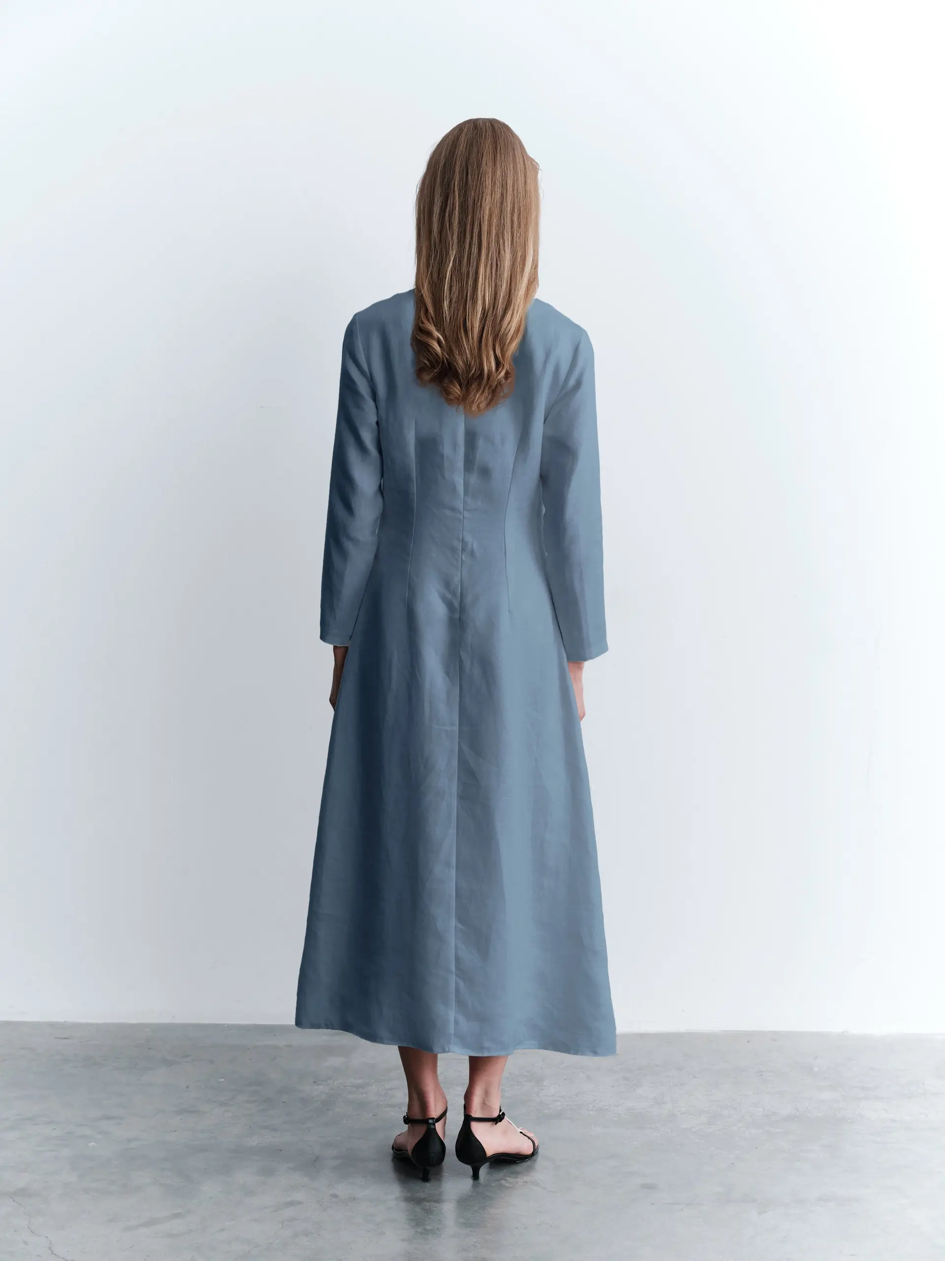 Front Seam Straight-Cut Dress – Blue, photo 5