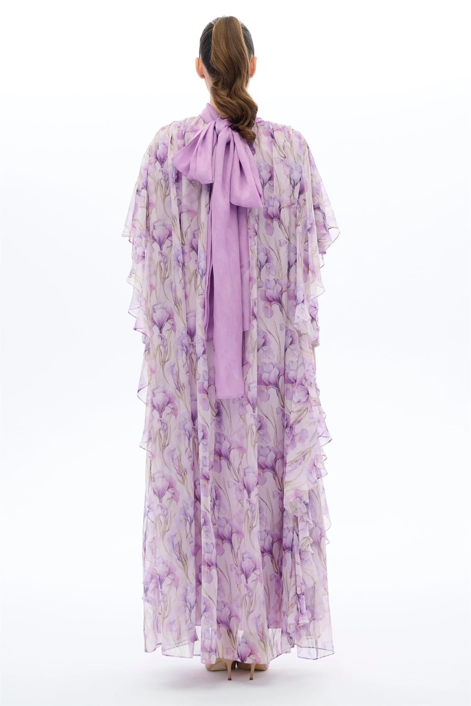 Tulips Patterned Kaftan Dress in Lilac, photo 4