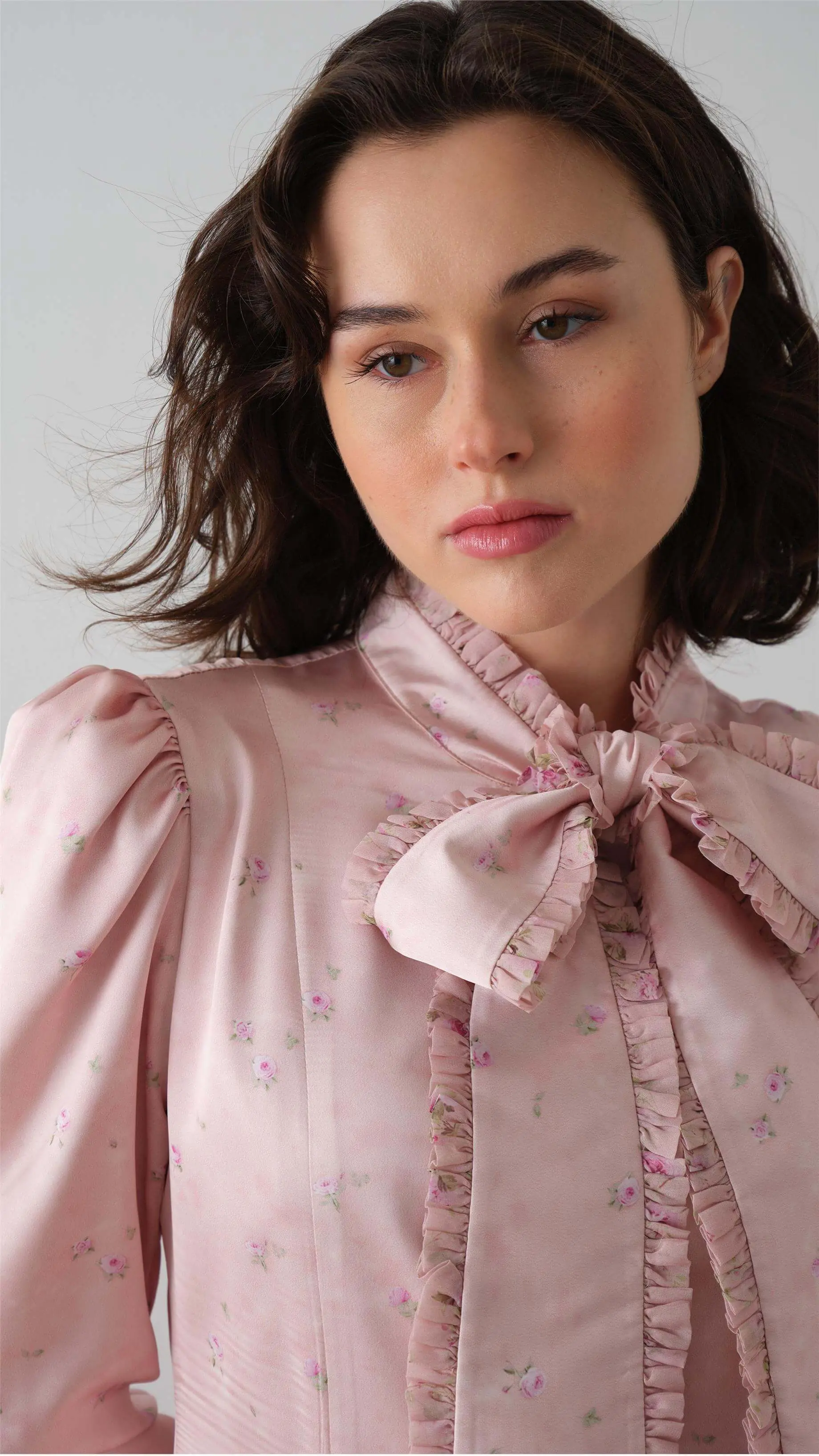 Bow-Neck Floral Dress – Pink, photo 3