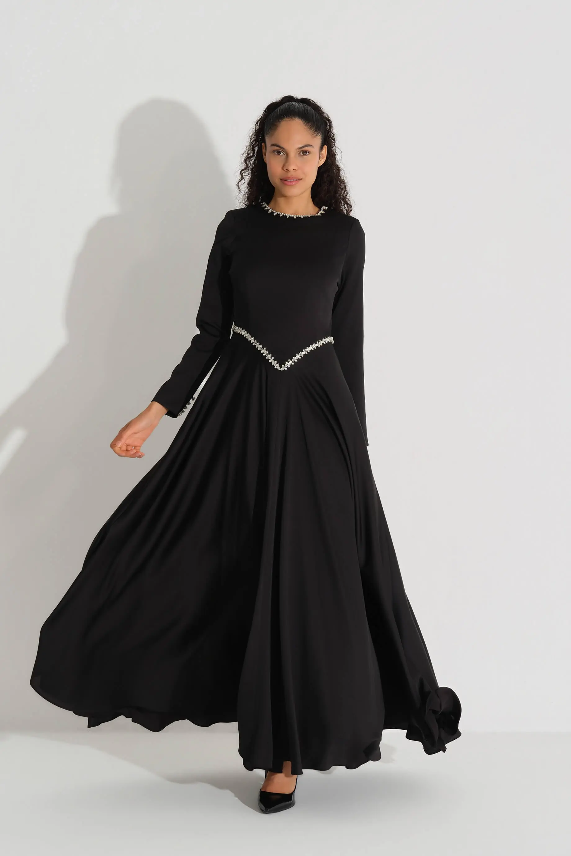 Embellished Belt Detail Dress – Balck, photo 3