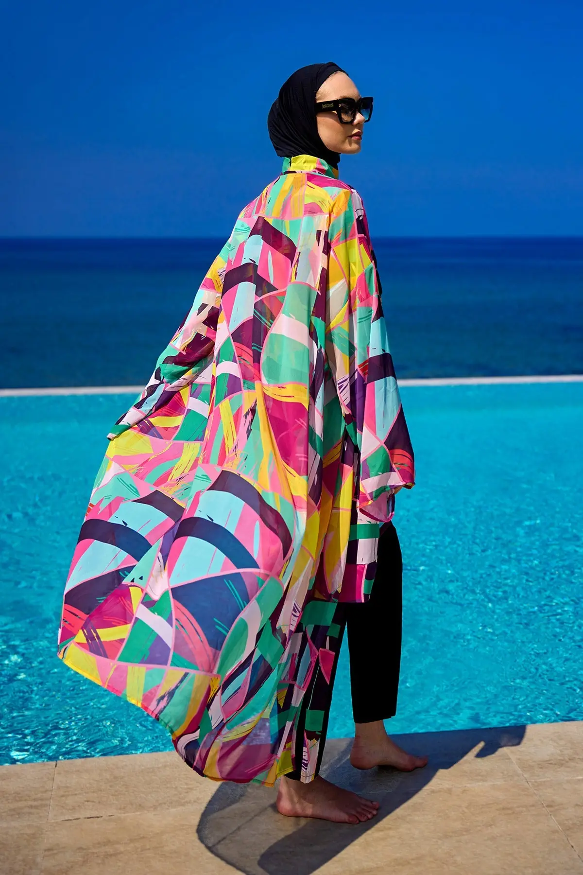 Rivamera Multicolor Kimono - Brushstroke Print, photo 3