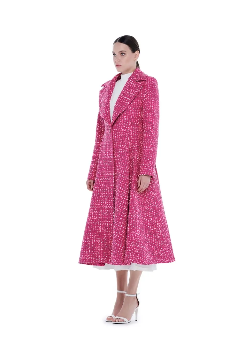 Liva Flared Hem Coat – Fuchsia, photo 3