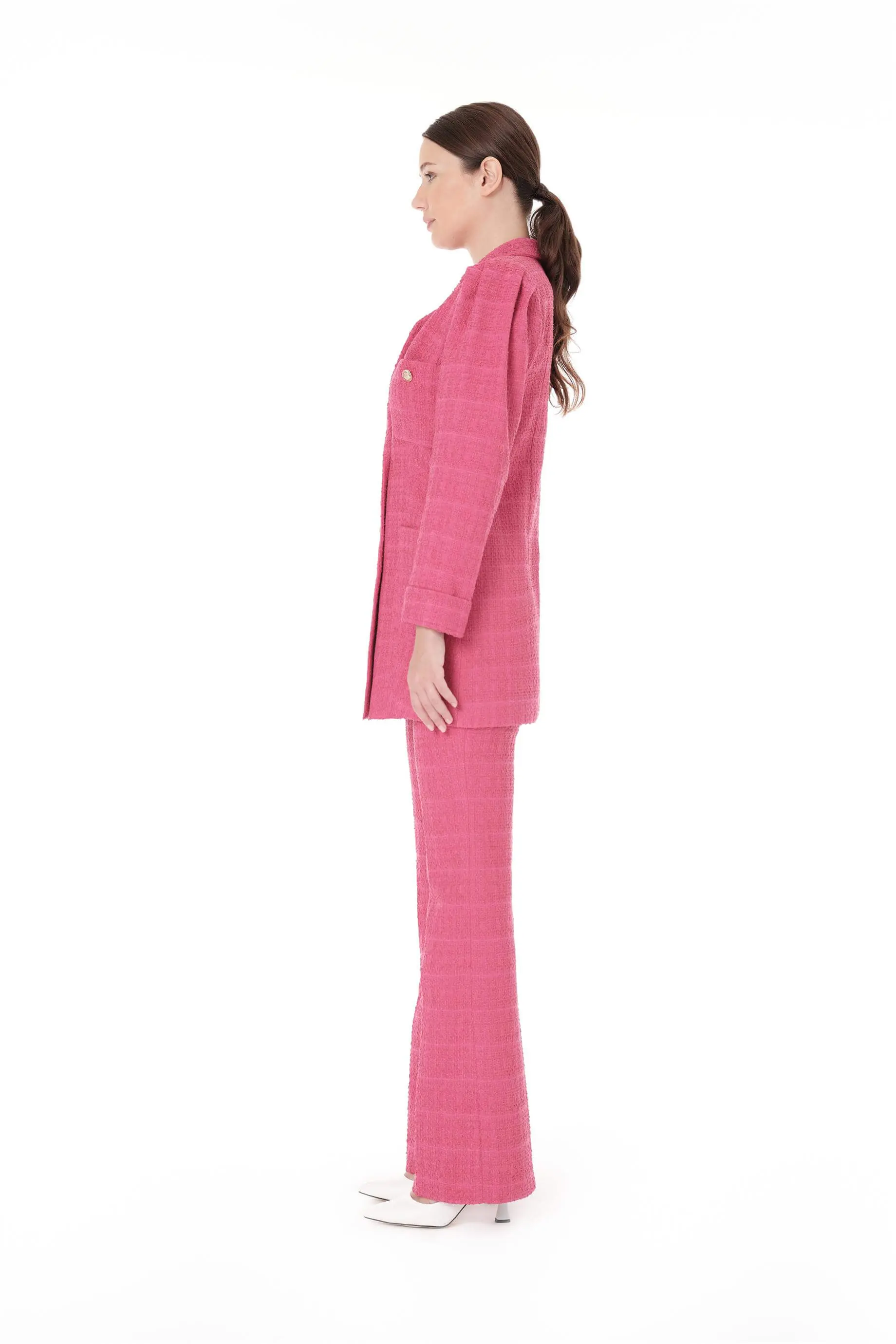 Double-Breasted Blazer & Flared Trousers Set – Fuchsia, photo 2