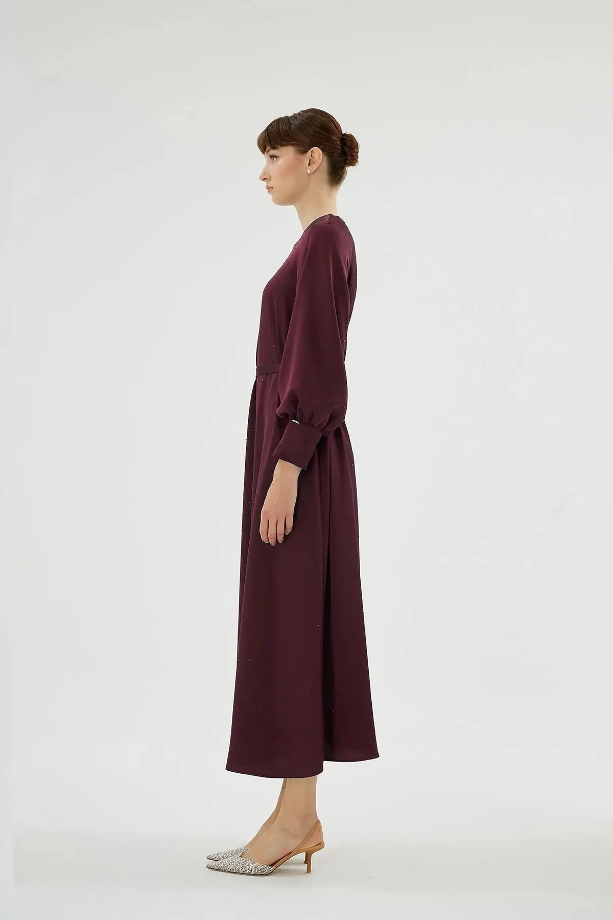 Eliza Embellished Dress – Bordeaux, photo 4