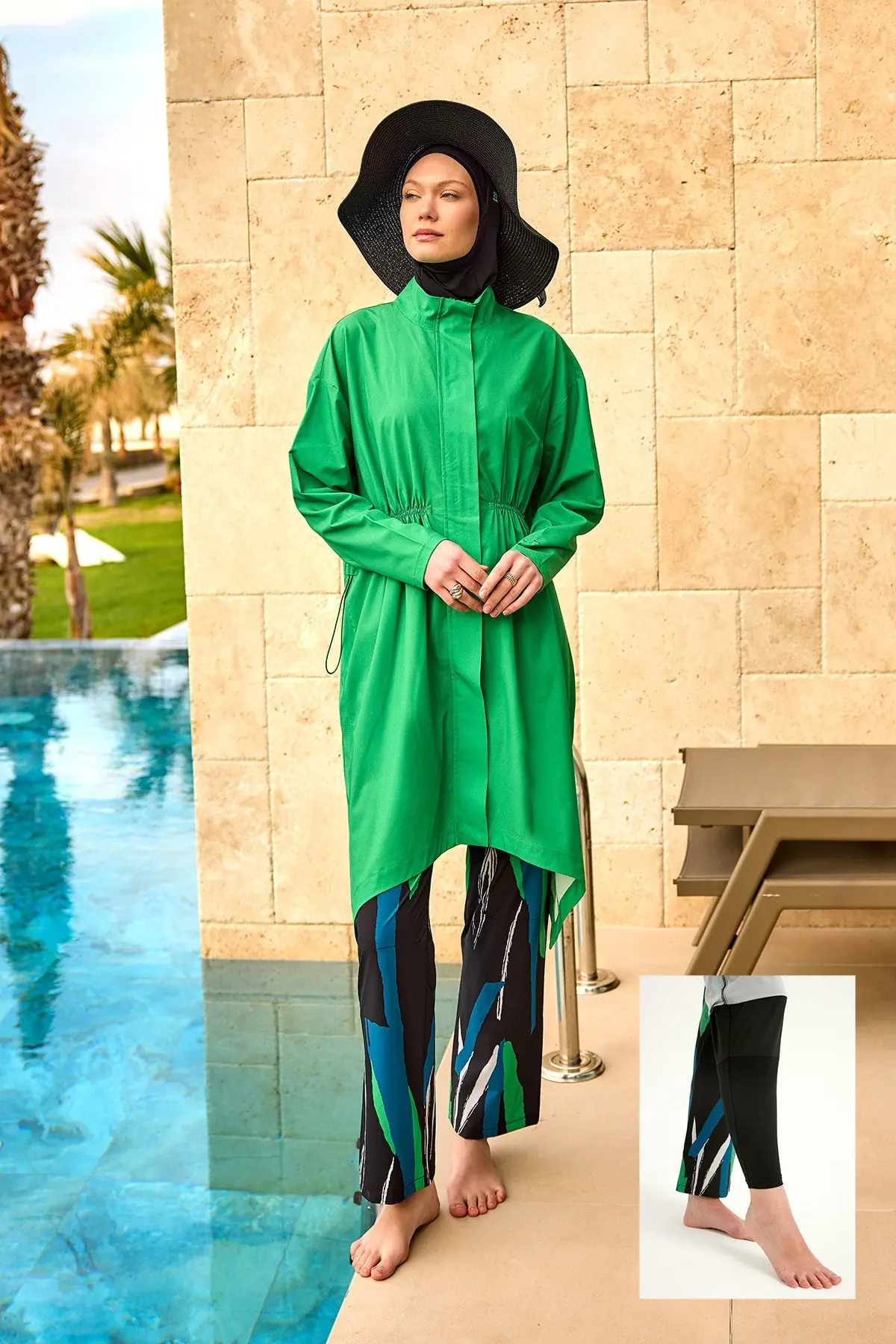 High Performance Full Coverage Burkini Set - Green