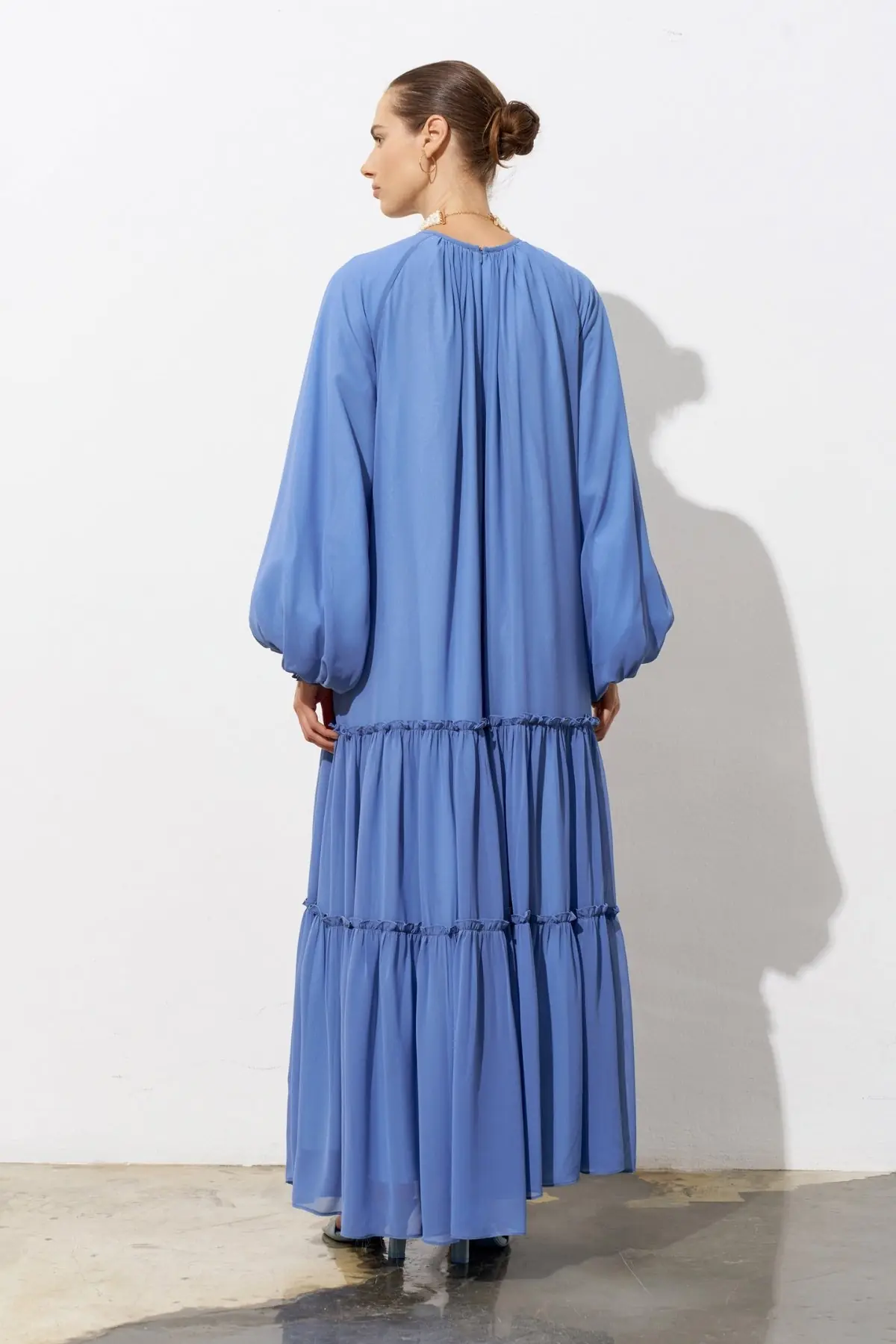 Azure Tiered Chiffon Maxi Dress - Blue, photo 4