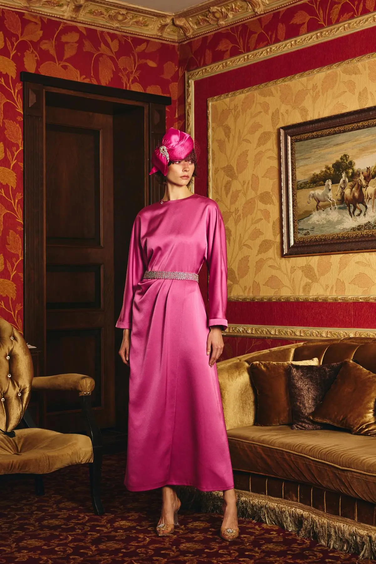 Reyna Draped Belted Dress – Fuchsia, photo 6