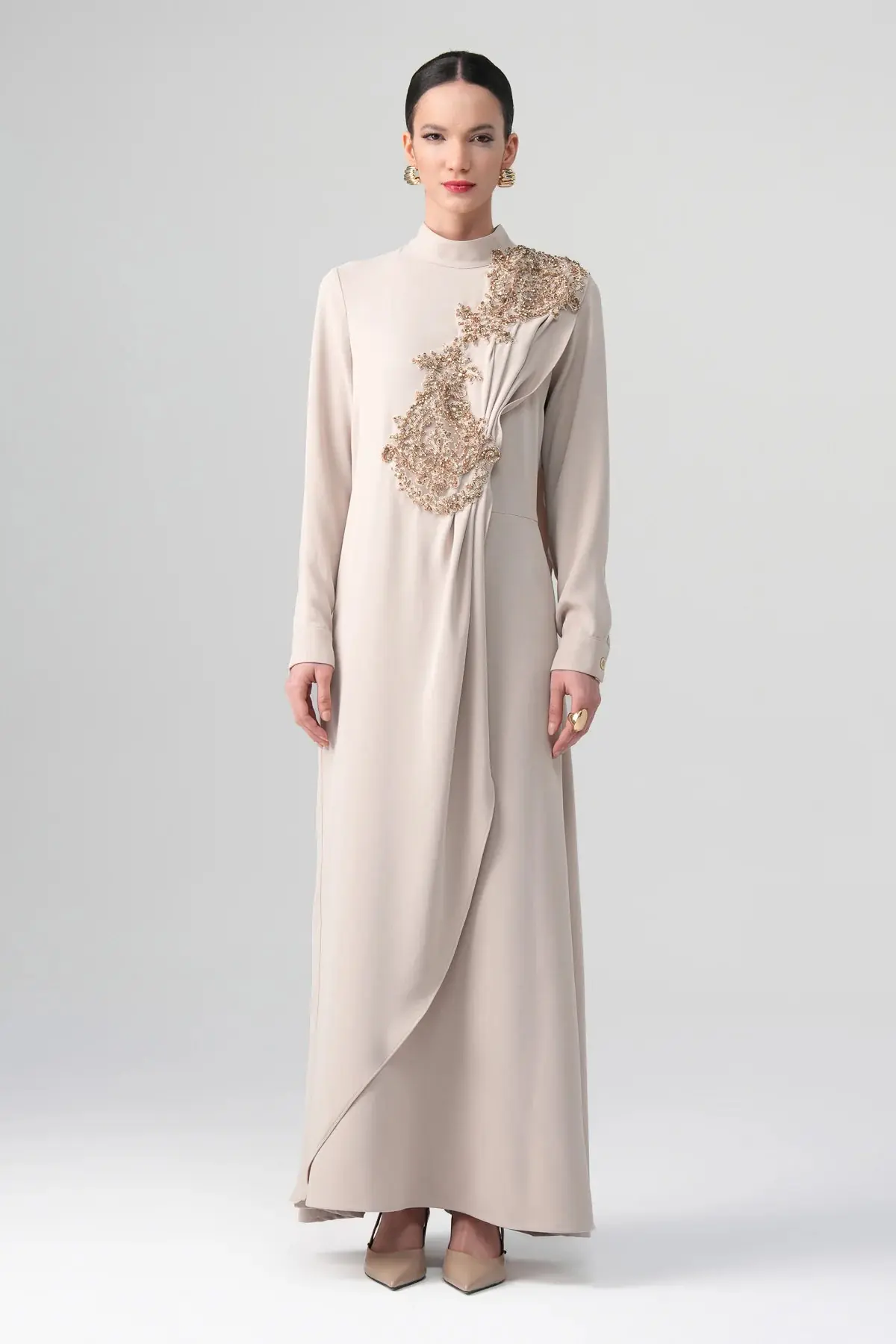 Arvella Draped Maxi Dress – Cream, photo 4