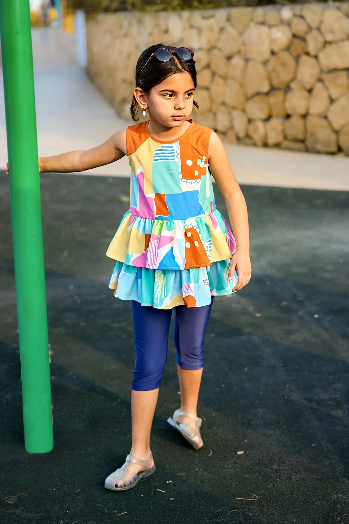 Marina Kids Modest Swimwear for Girls - Colorful/Navy Blue, photo 3