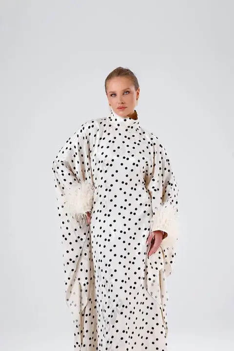 Polka Kaftan – Cream