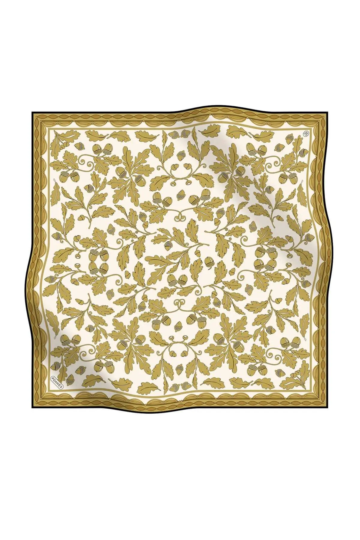 Poanes Leaf Print Twill Silk Scarf - Yellow