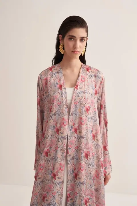 Floral Satin Abaya with Matching Scarf, photo 4