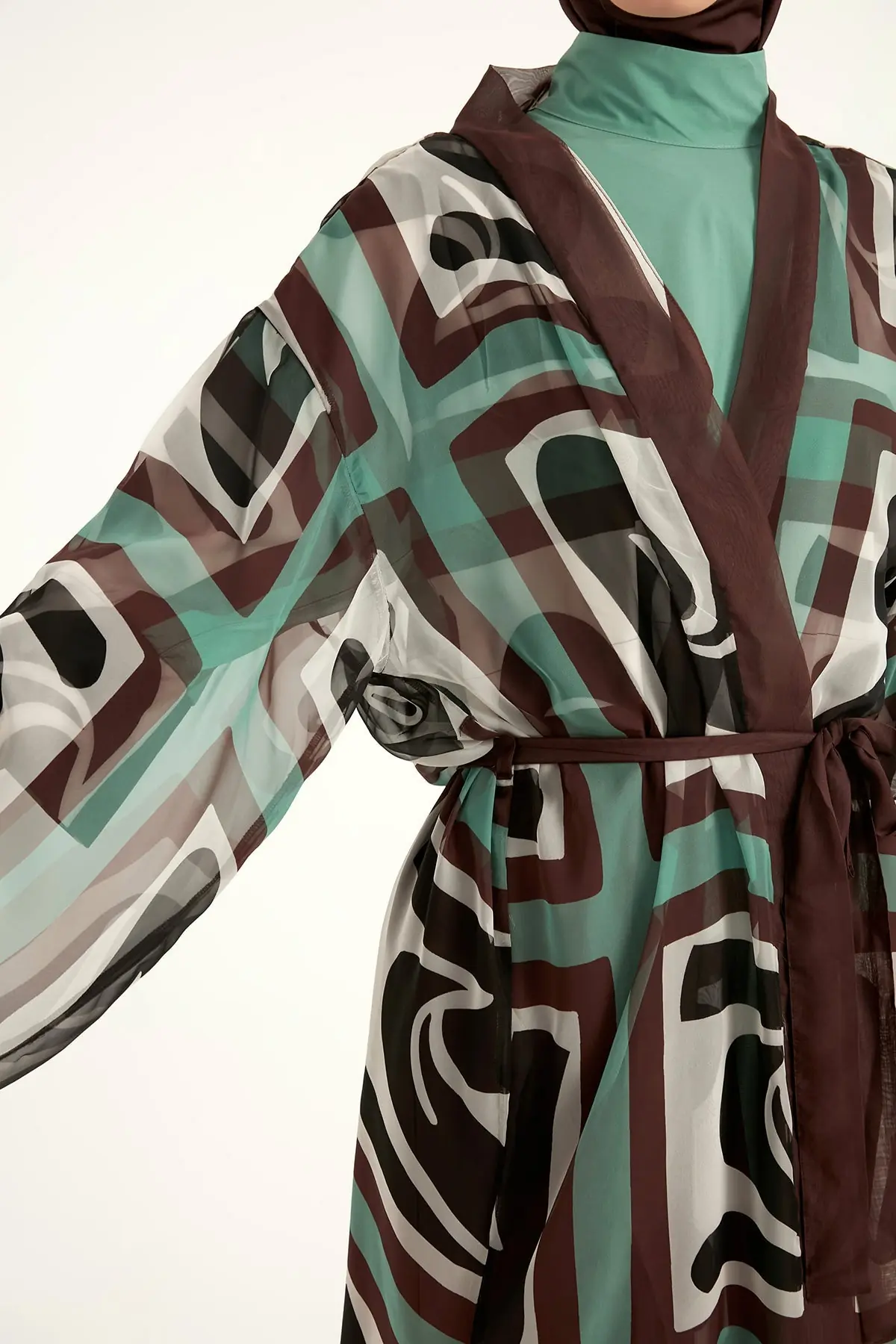 Silky Full Coverage Modest Kimono – Brown, photo 8
