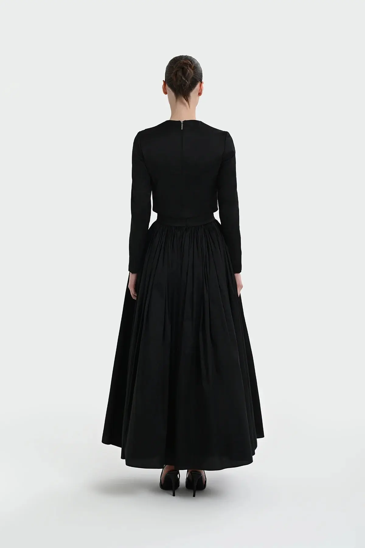Long-Sleeve Dress with Front Tie Detail - Black, photo 5