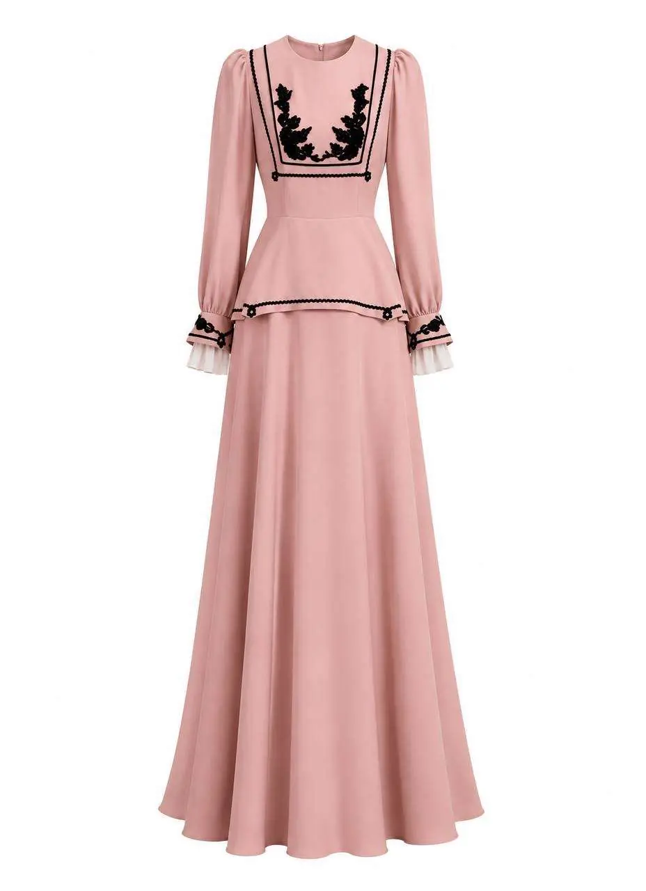 Rosaline Embroidered Maxi Dress – Peach