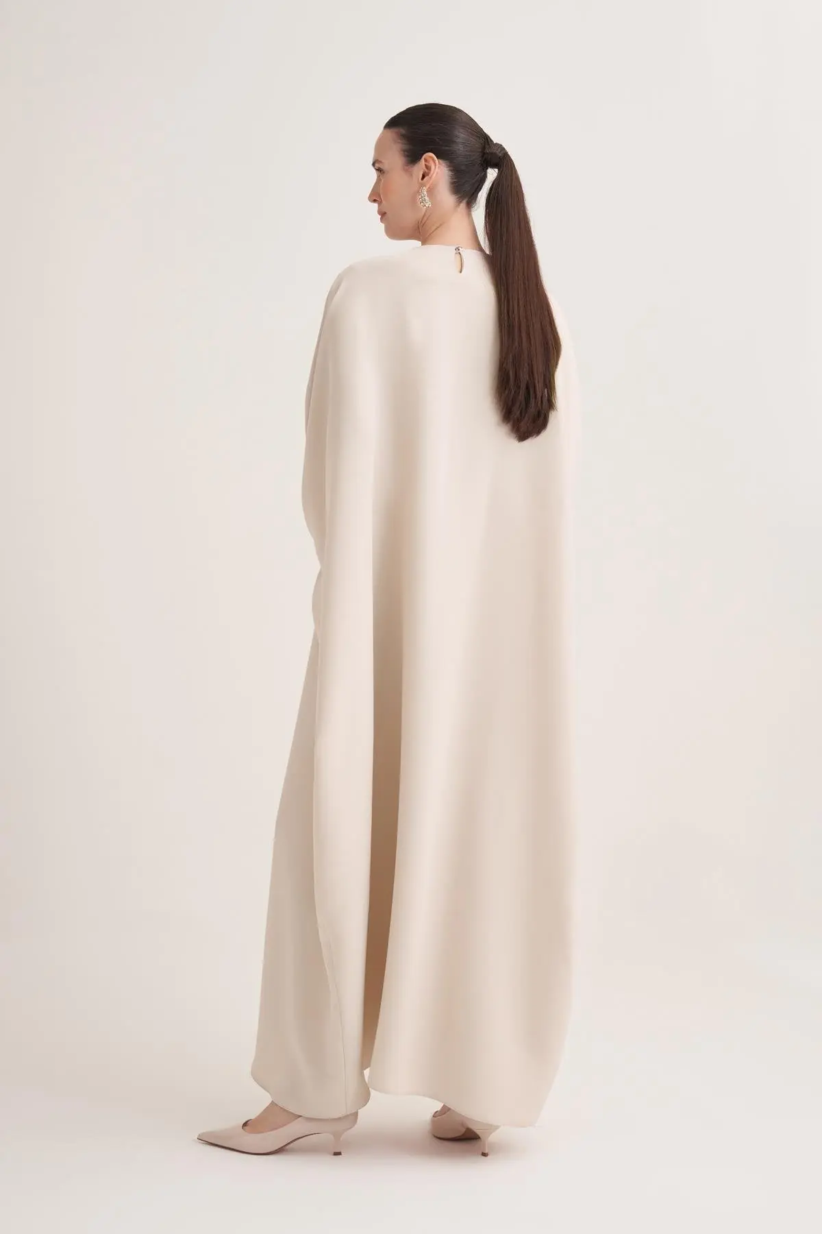 Selena Embellished Belted Evening Kaftan – Beige, photo 4