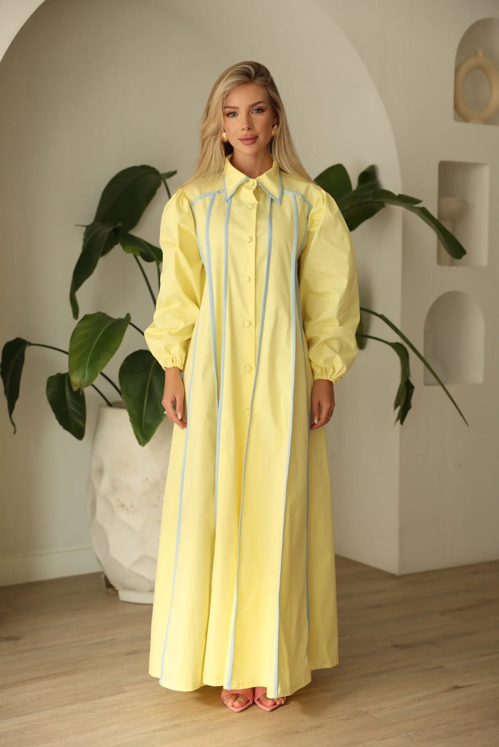 Santorini Yellow Striped Maxi Dress, photo 3