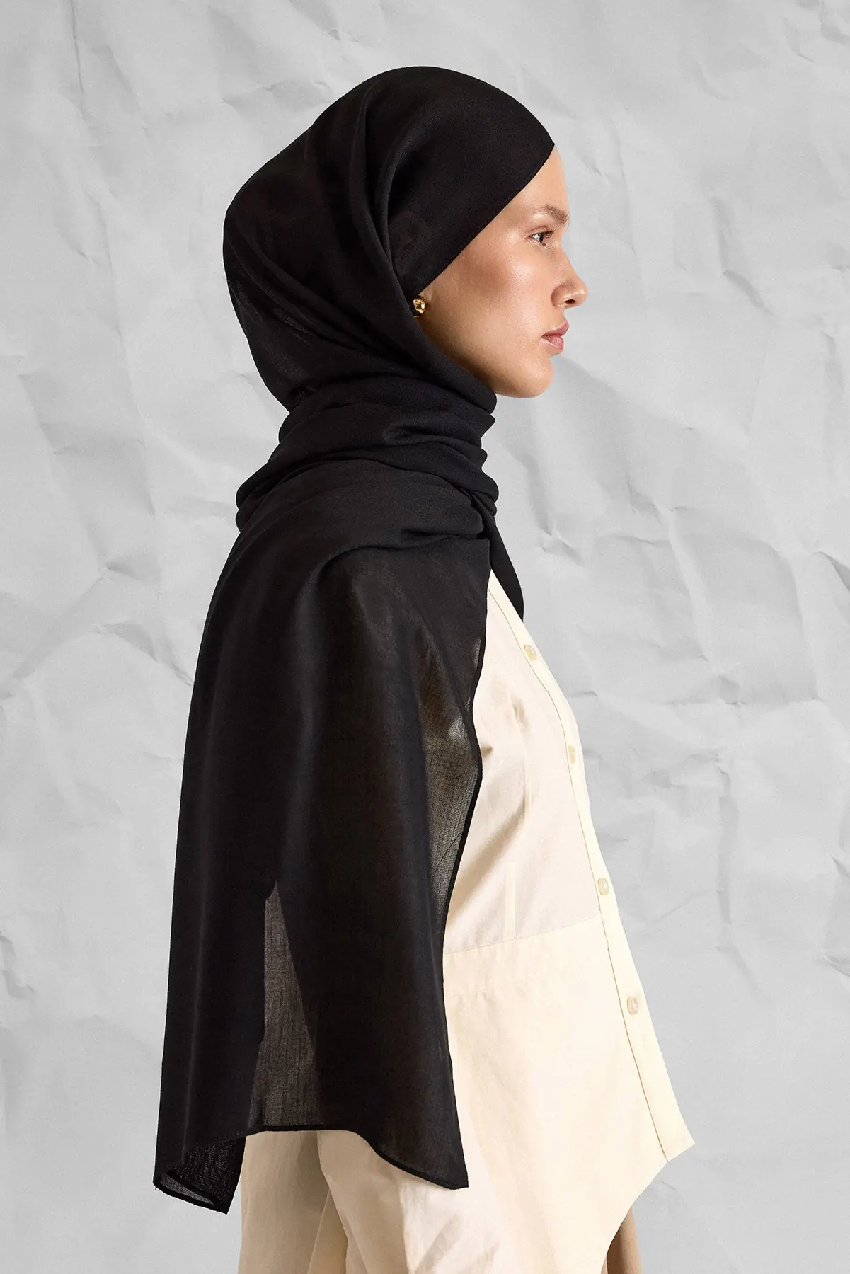 RAW Modal Silk Shawl – Black, photo 2
