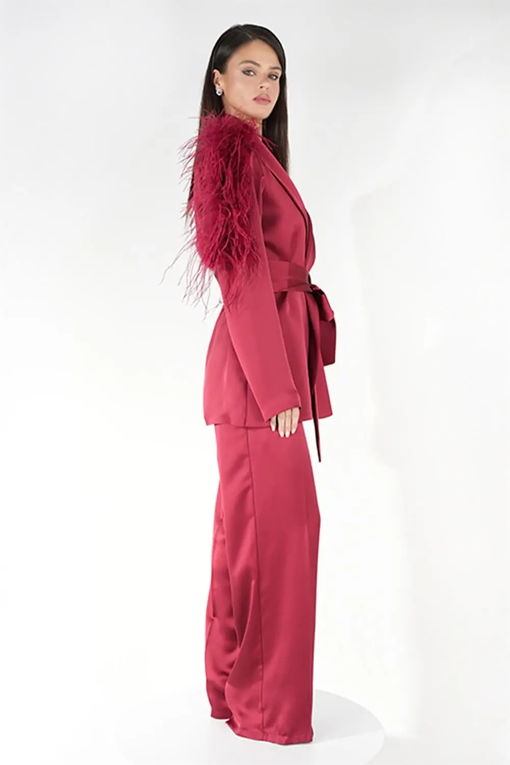 Vespera Feather-Shoulder Set — Burgundy, photo 2