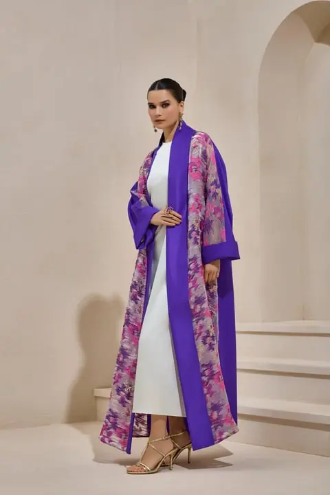 Norah Taffeta Abaya – Purple, photo 2