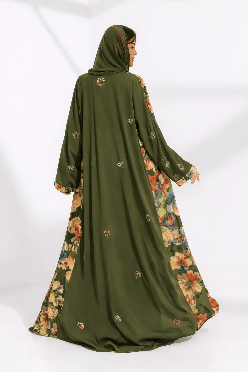 Kashmir Bloom Abaya – Olive Garden Floral Edition, photo 2