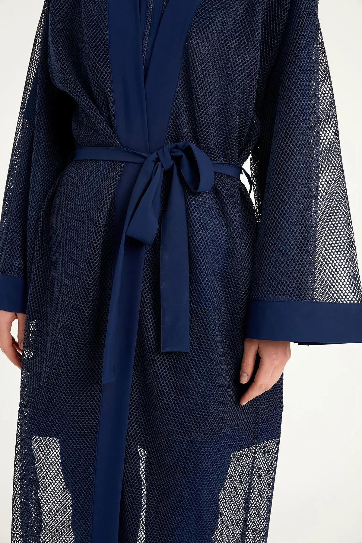 Navy Full Length Modest Mesh Kimono – Lightweight Islamic Swim Cover P2501-2, photo 8