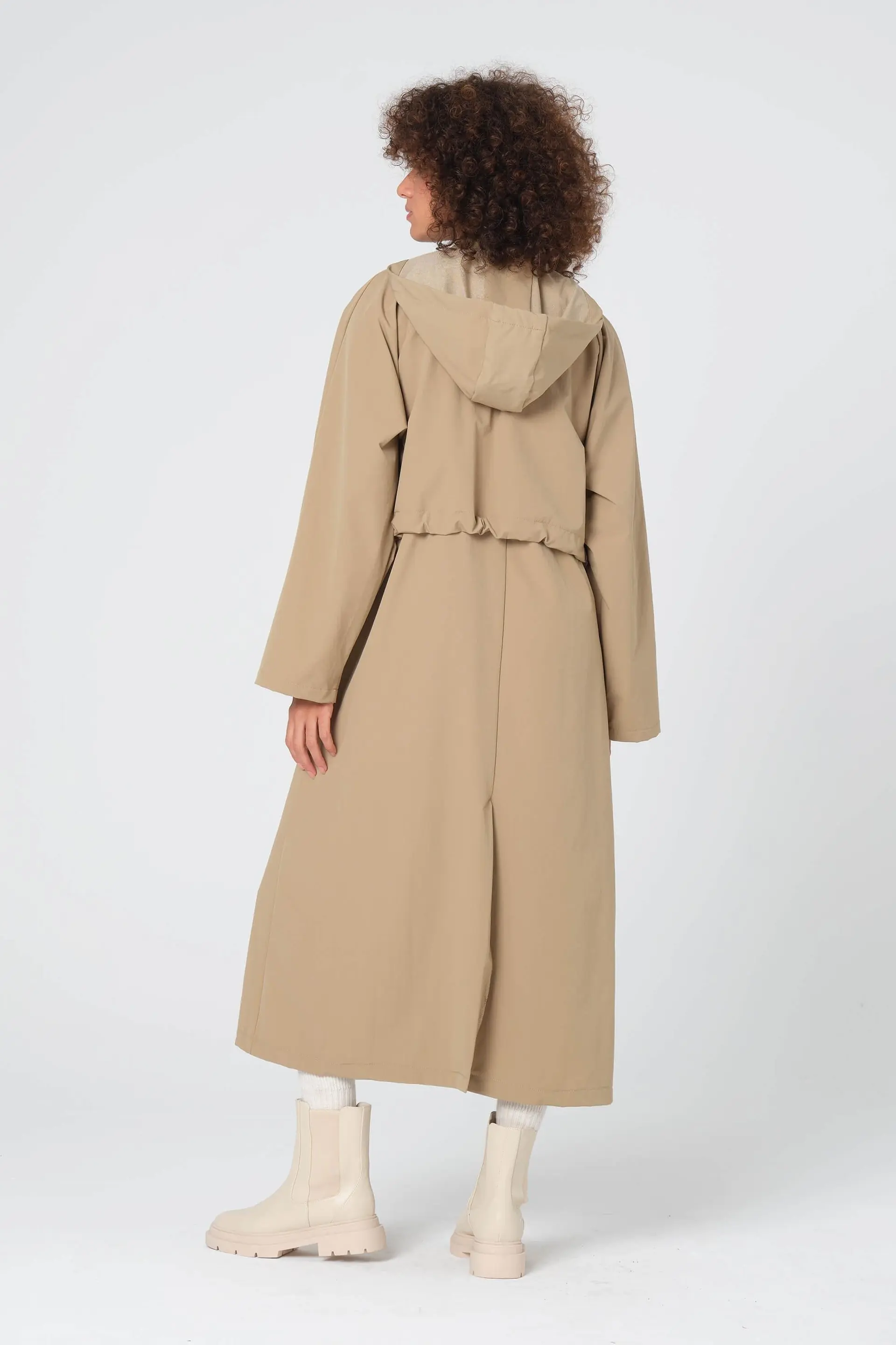Hooded Bi-Stretch Trench Coat – Beige, photo 5