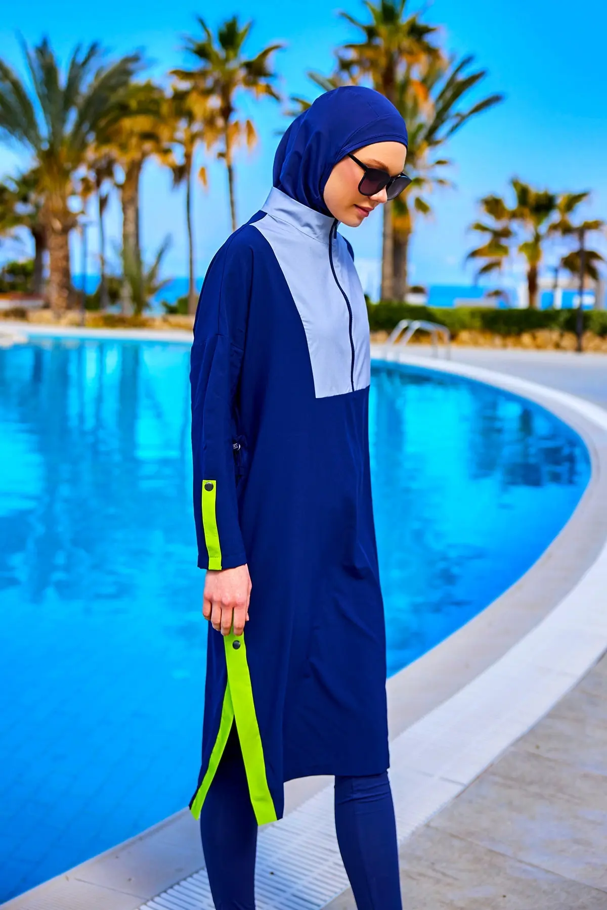 Full Coverage Modest Swimsuit Burkini - Navy