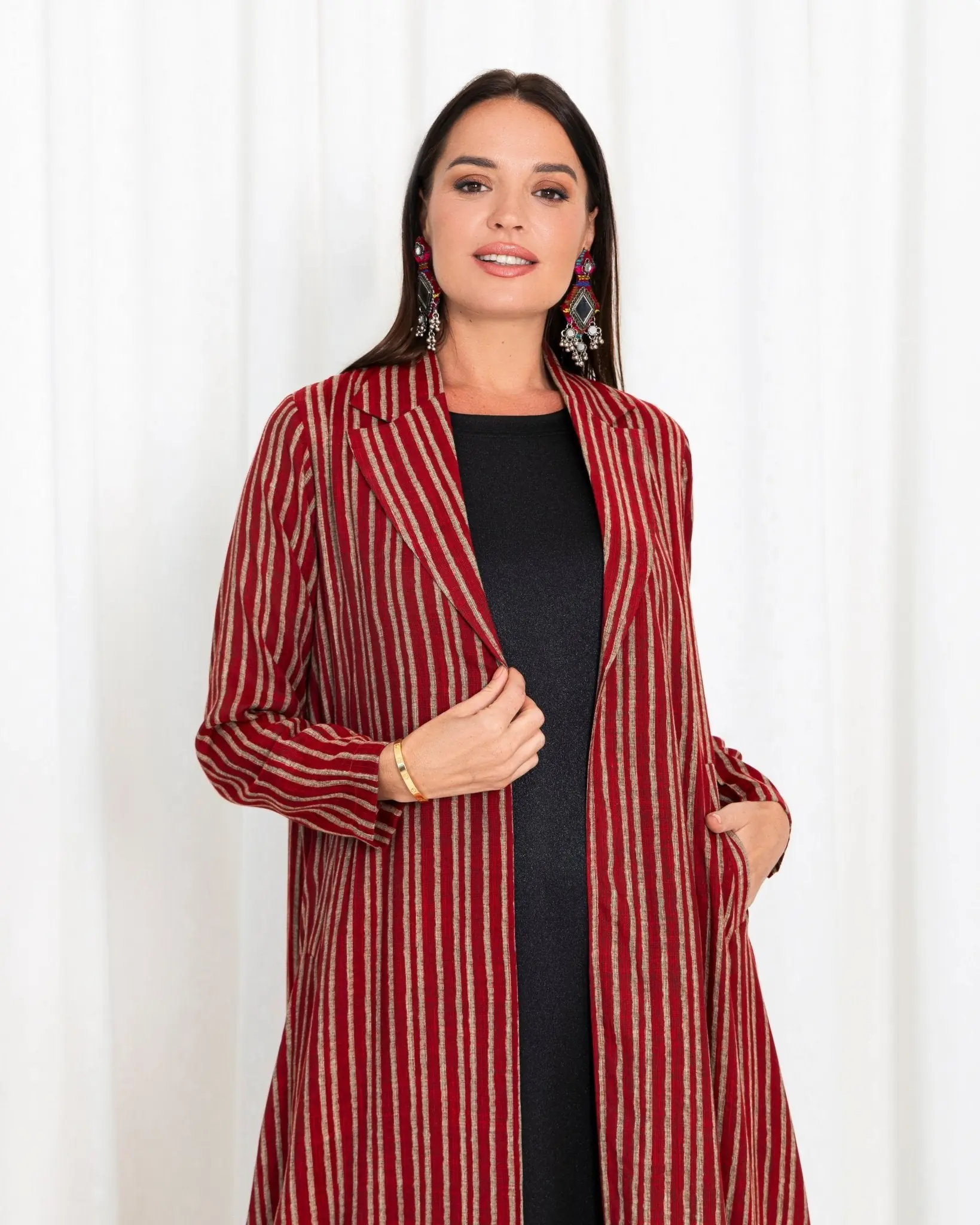 Maroon Stripe Jacket Abaya, photo 8