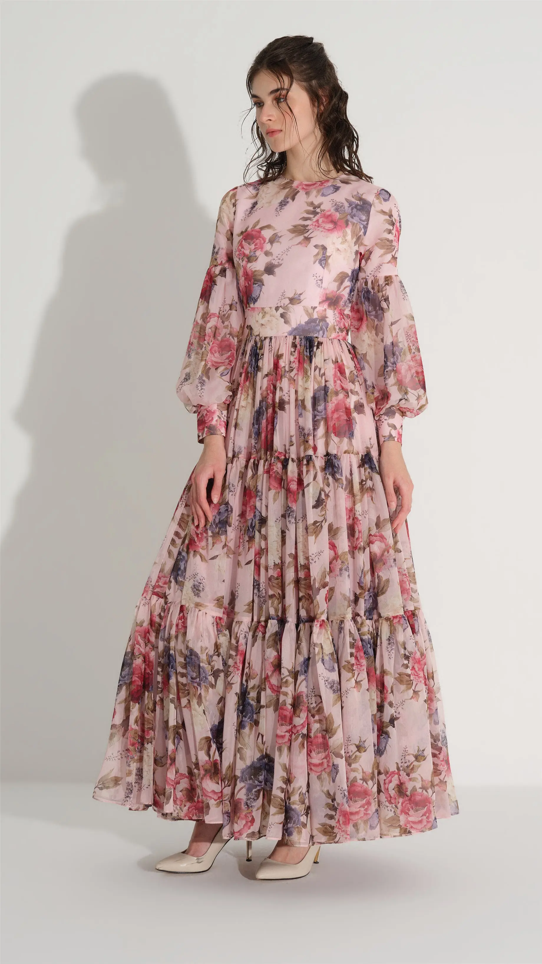 Floral Silk Chiffon Dress – Pink, photo 5