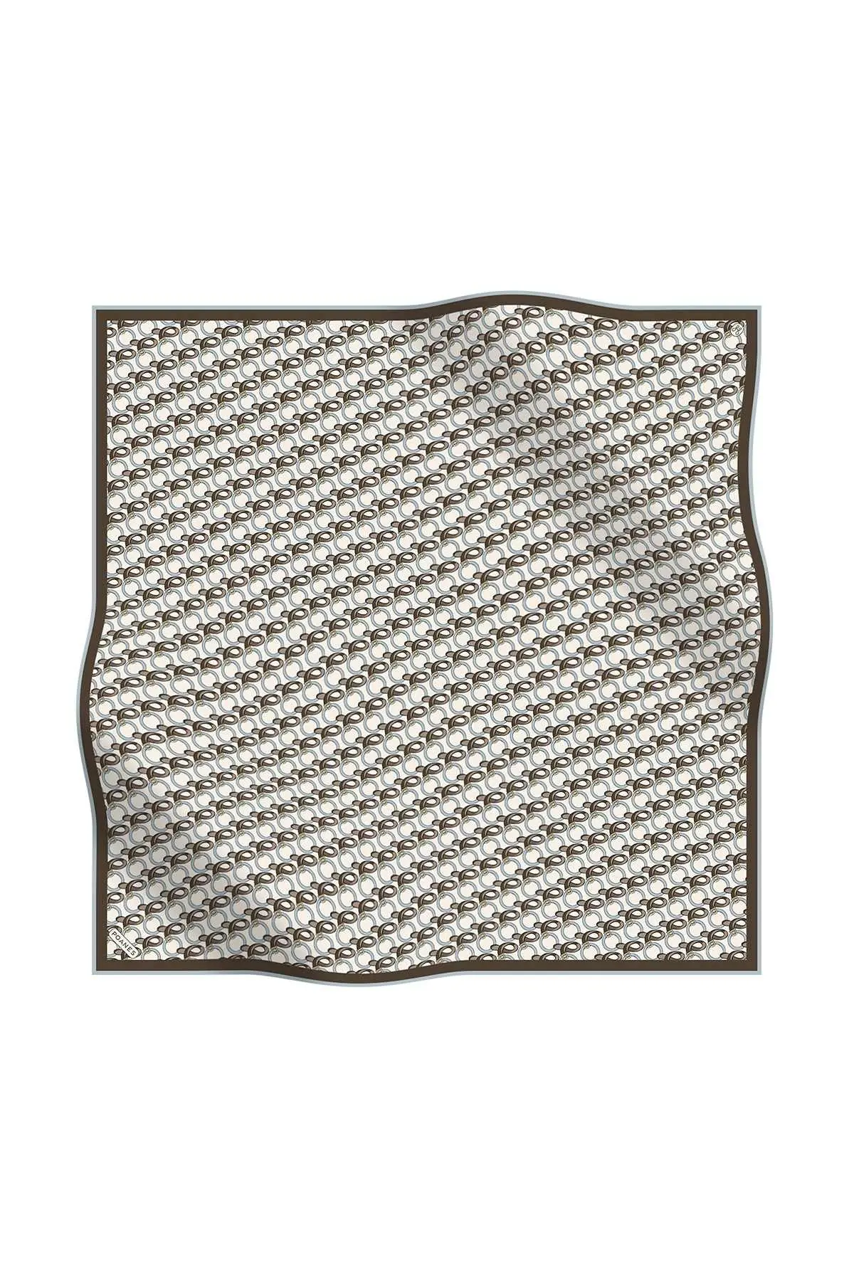 Poanes Rosette Print Twill Silk Scarf - Coffee with Milk