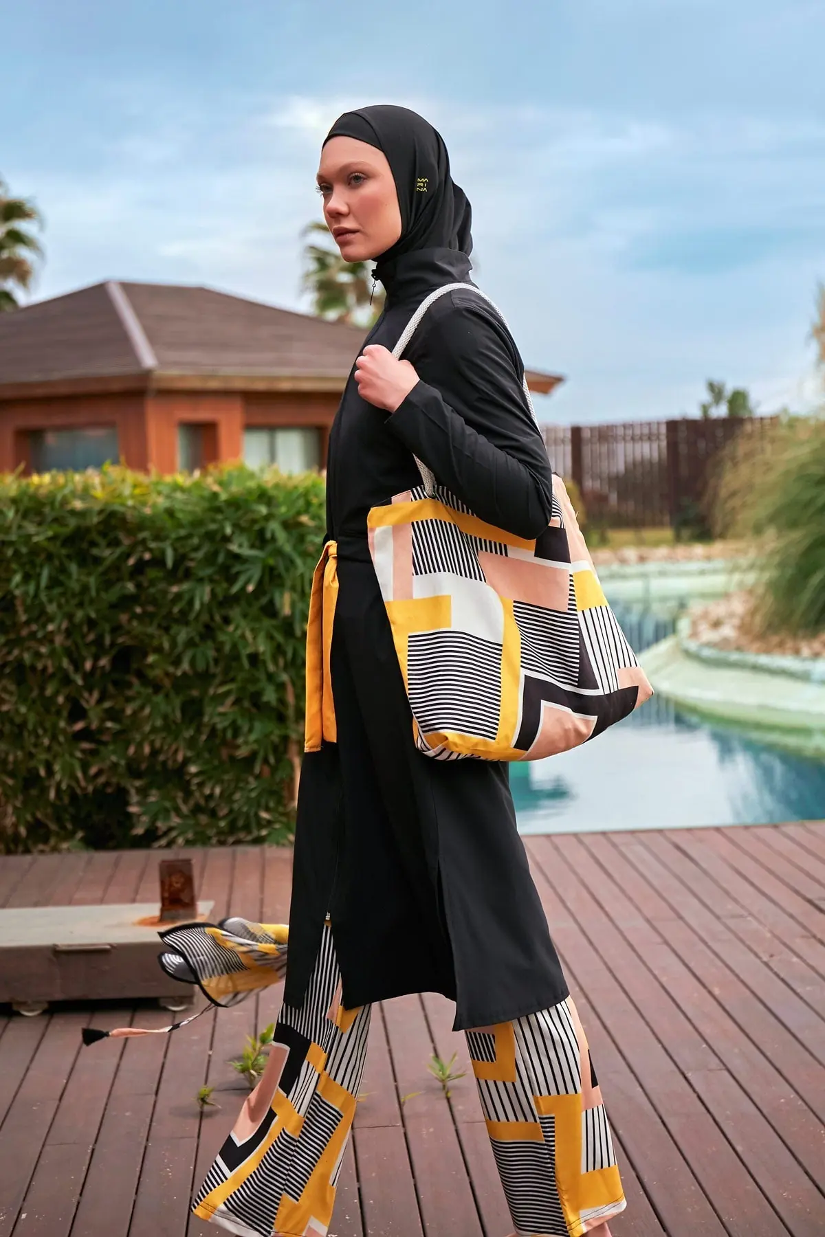 Woven Black Burkini Modest Swimwear M2422, photo 4