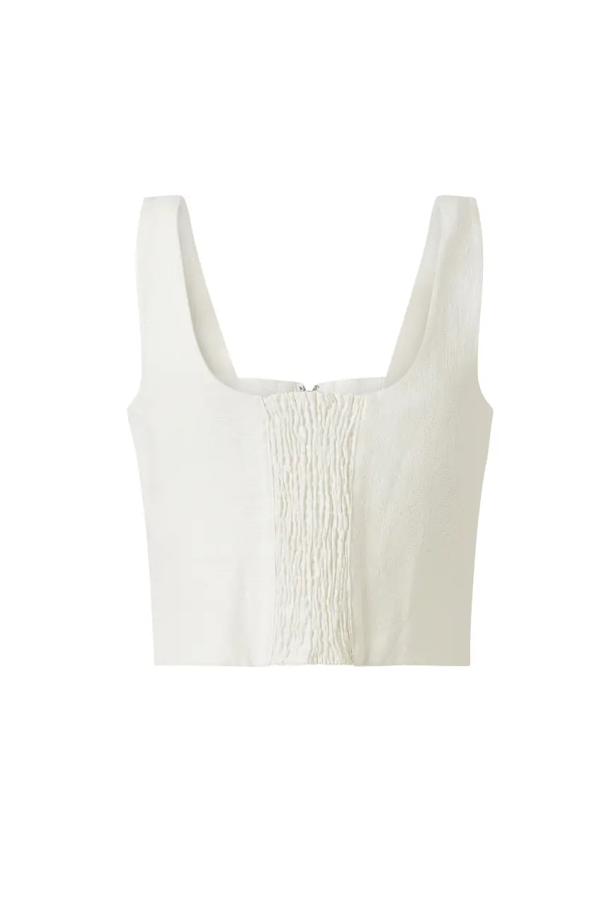 Ivory Corset Blouse 100% Linen with Appliqué - Premium Design, photo 7