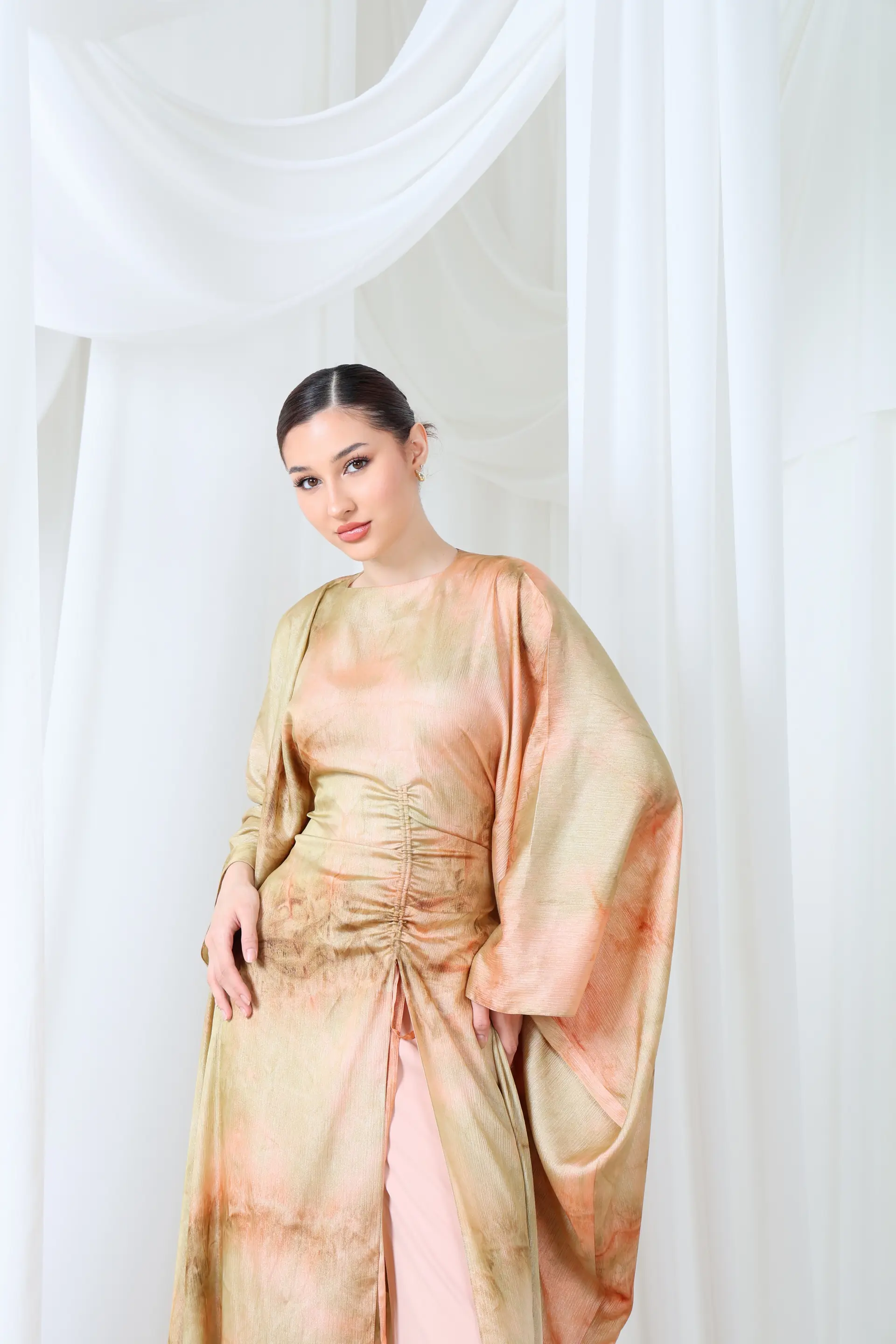Desert Rose Satin Tie-Dye Kaftan Set, photo 3