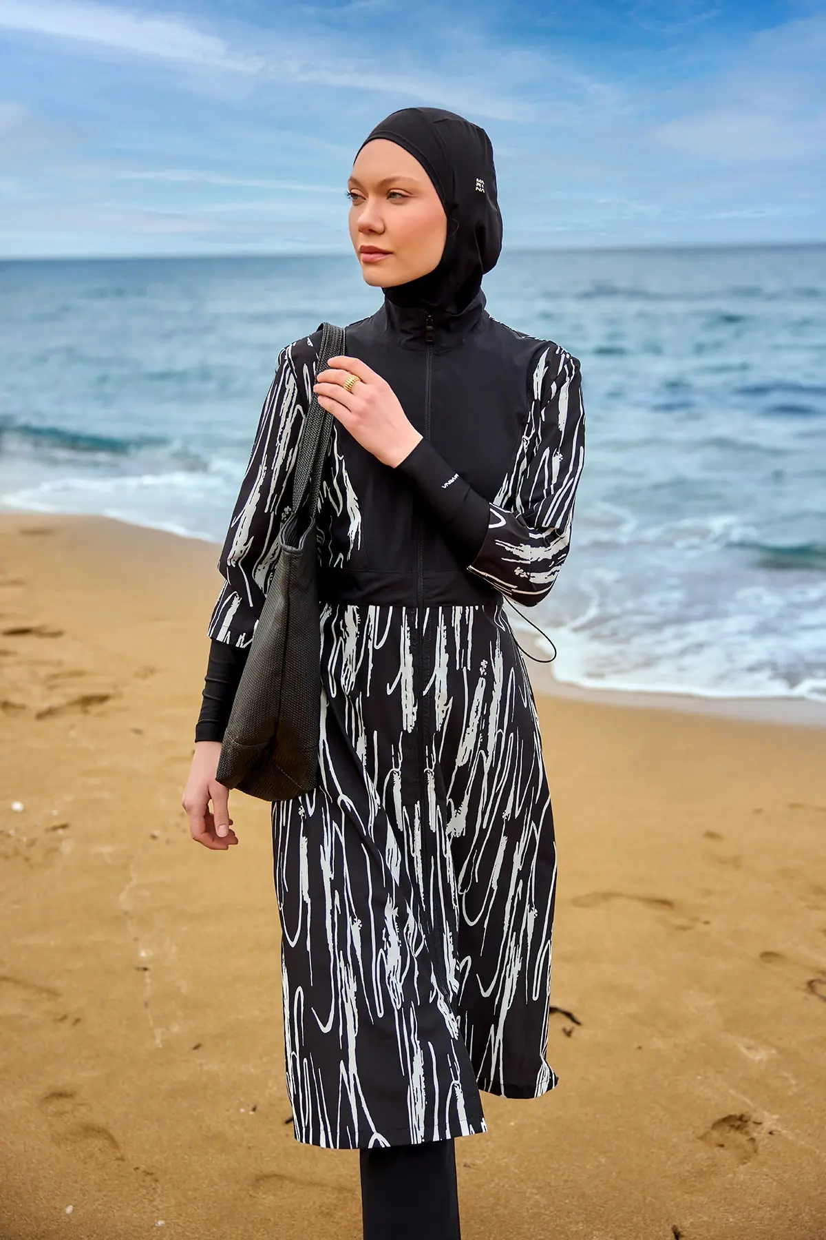 Black Full Coverage Swimwear Burkini Set M2504, photo 3