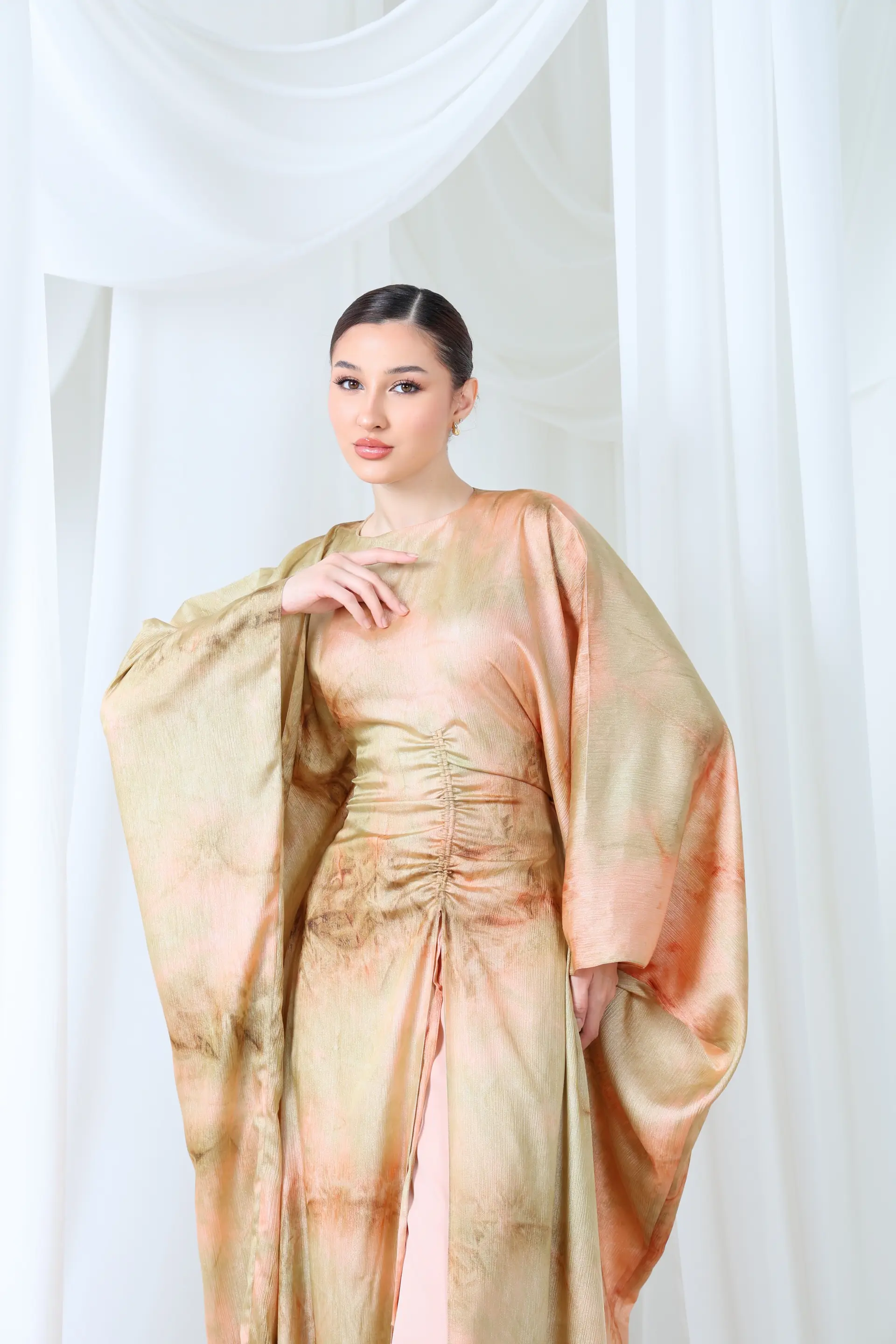 Desert Rose Satin Tie-Dye Kaftan Set, photo 5