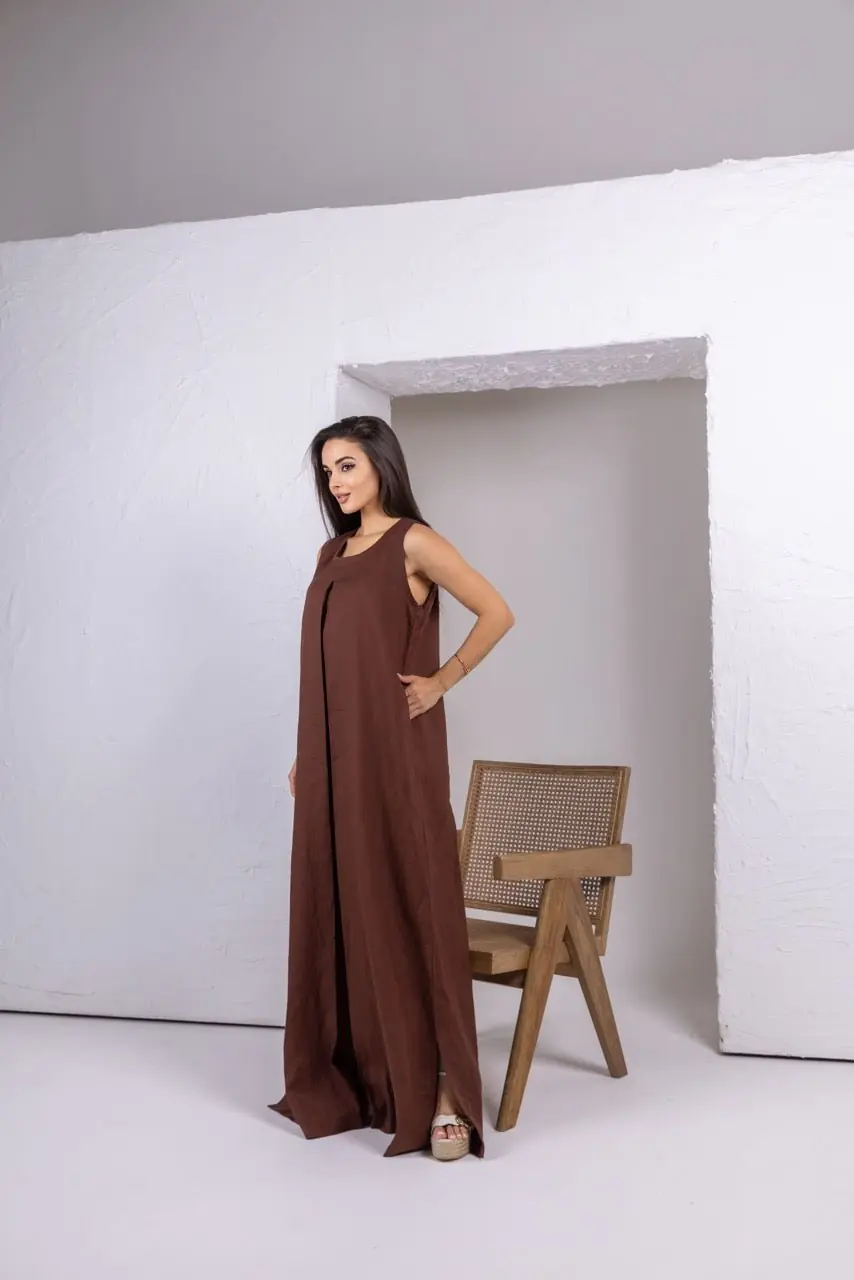 Brown Linen Dress