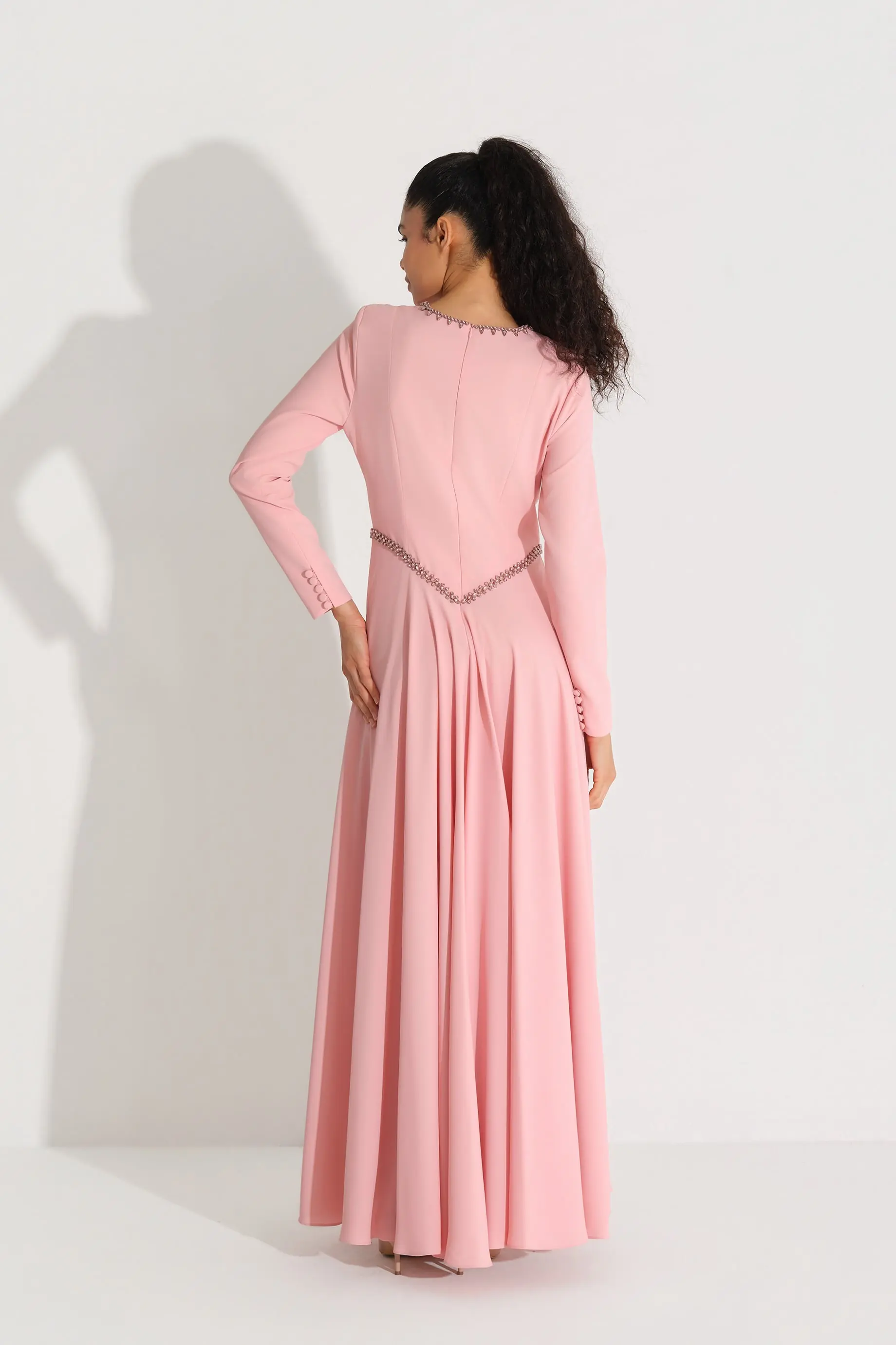 Crystal Waist Detail Dress – Powder Pink, photo 4