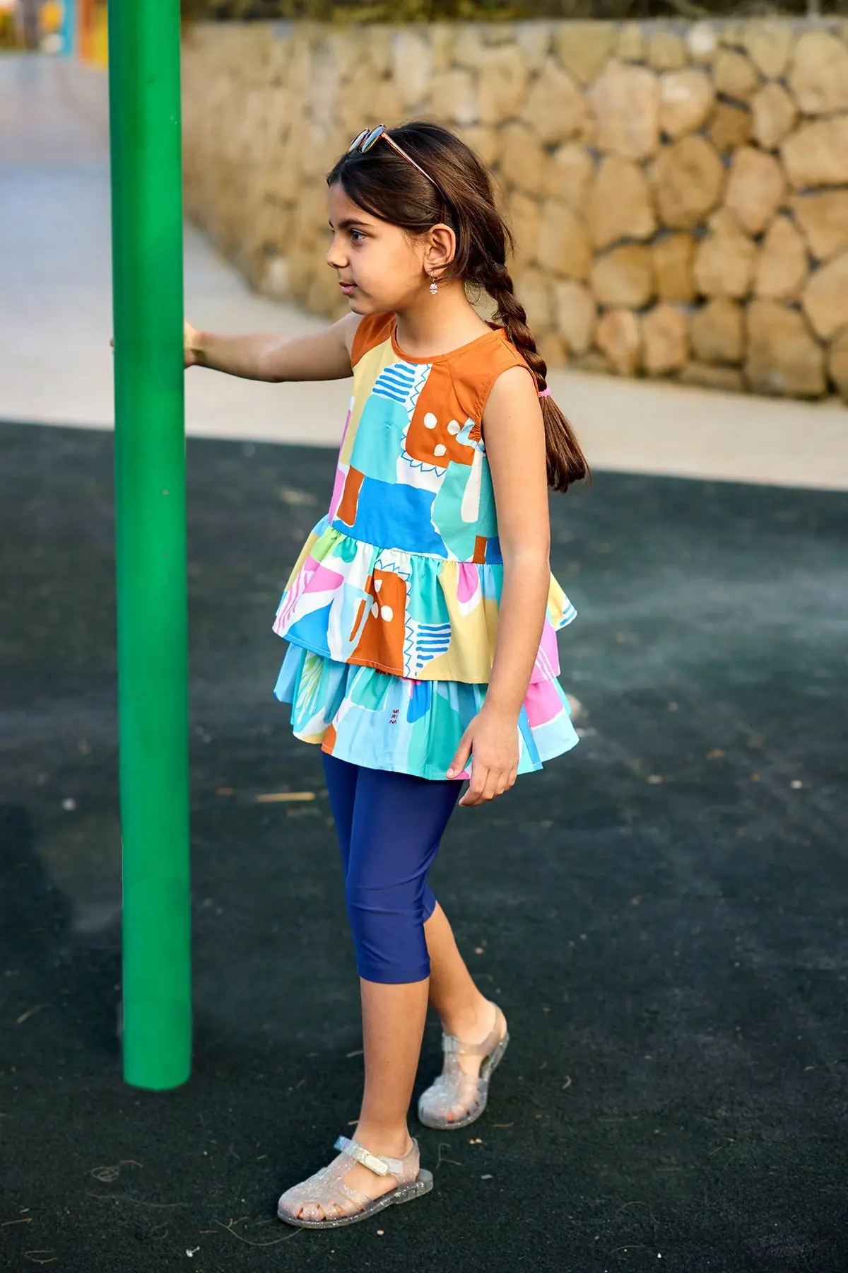 Marina Kids Modest Swimwear for Girls - Colorful/Navy Blue, photo 2