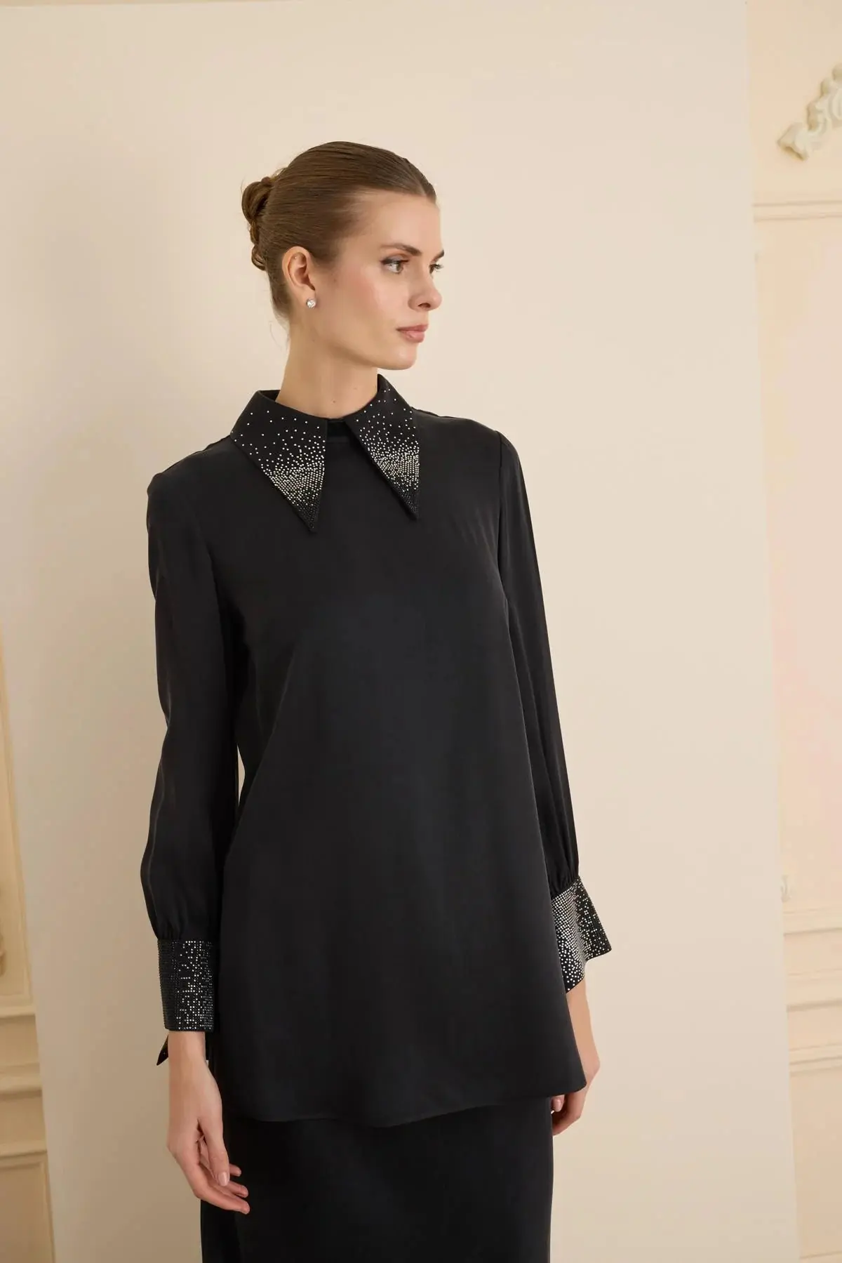 Splendid Embellished Collar Blouse – Black, photo 3