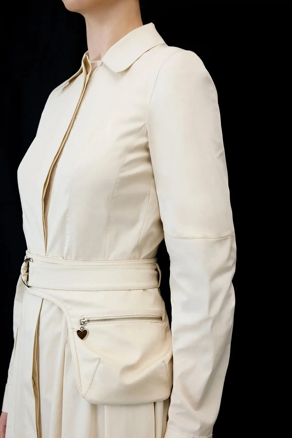 Belted Shirt-Collar Midi Dress – Ecru, photo 4
