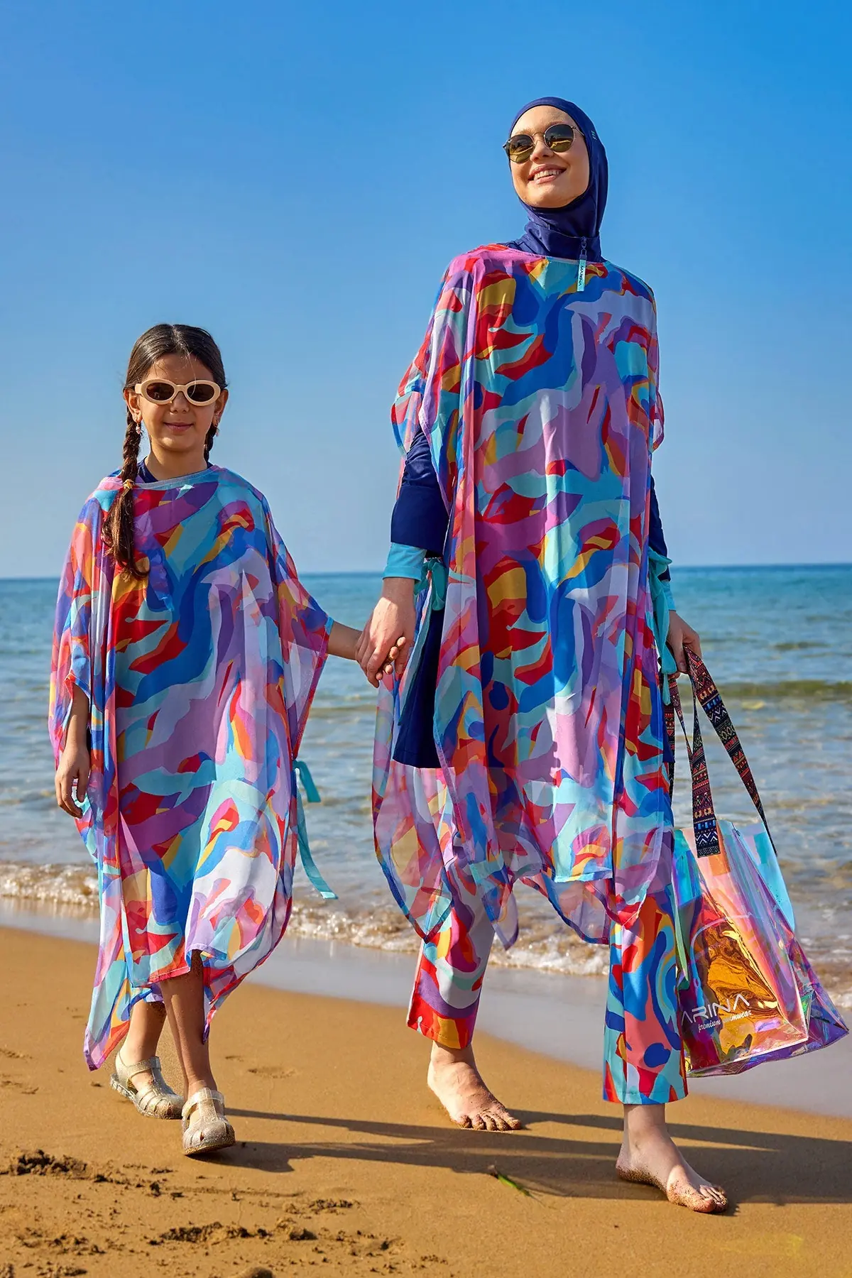 Marina Kids Beach Cover Up Chiffon Kimono for Girls - Colorful