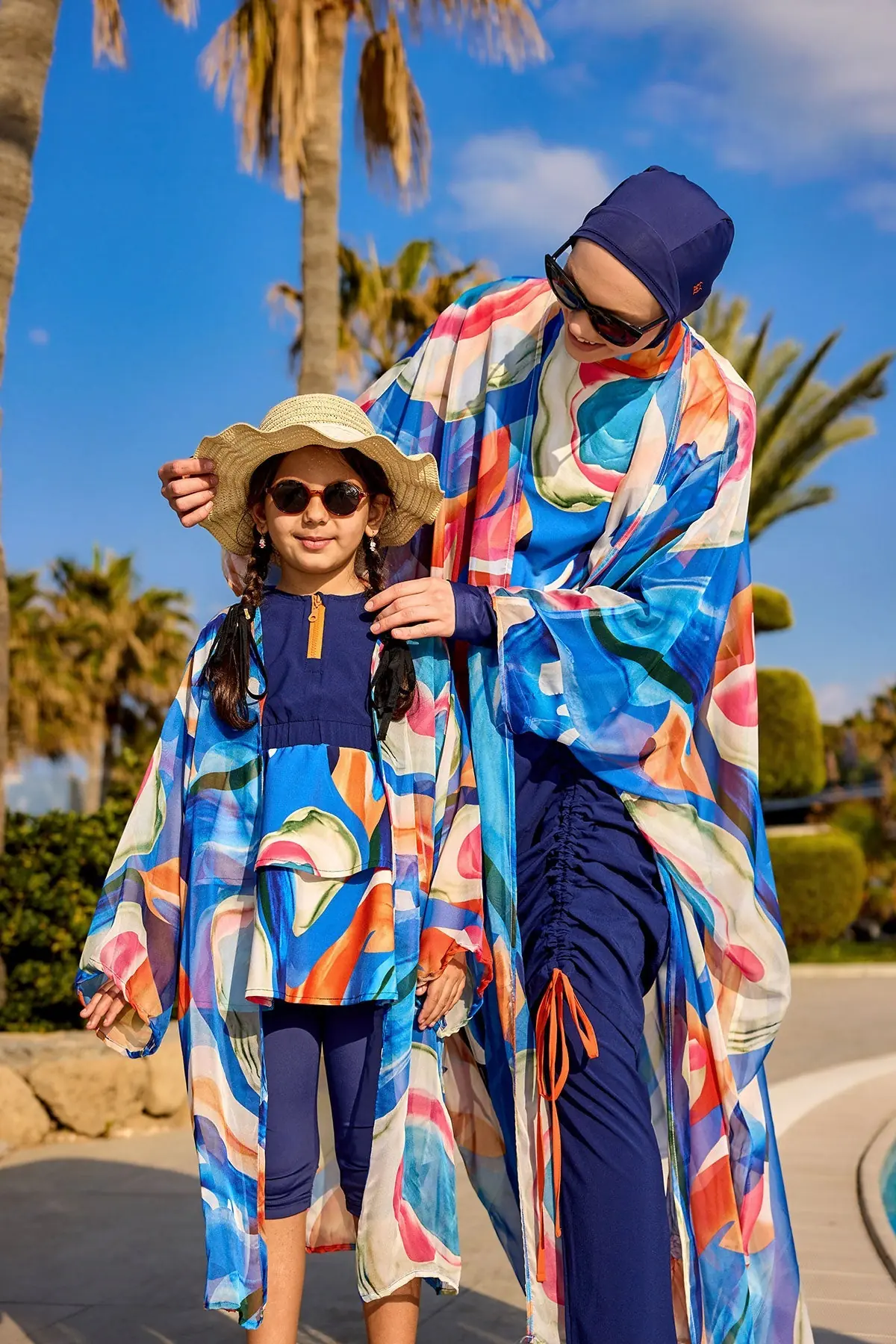 Marina Kids Beach Cover Up Chiffon Kimono - Colorful, photo 3