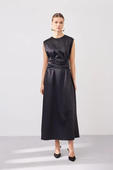 Satin dress - Black, photo 2