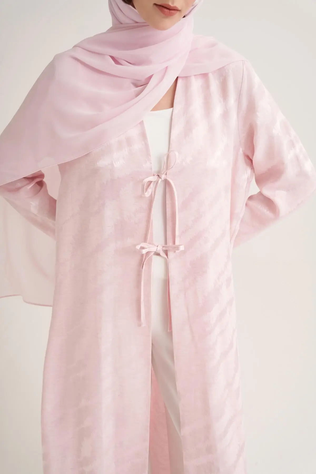 Mila Linen Abaya & Scarf – Pink, photo 3