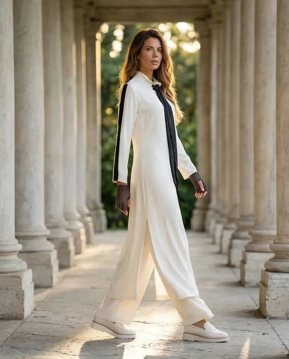 Contrast Bow Detail Maxi Dress – Ivory & Black, photo 2
