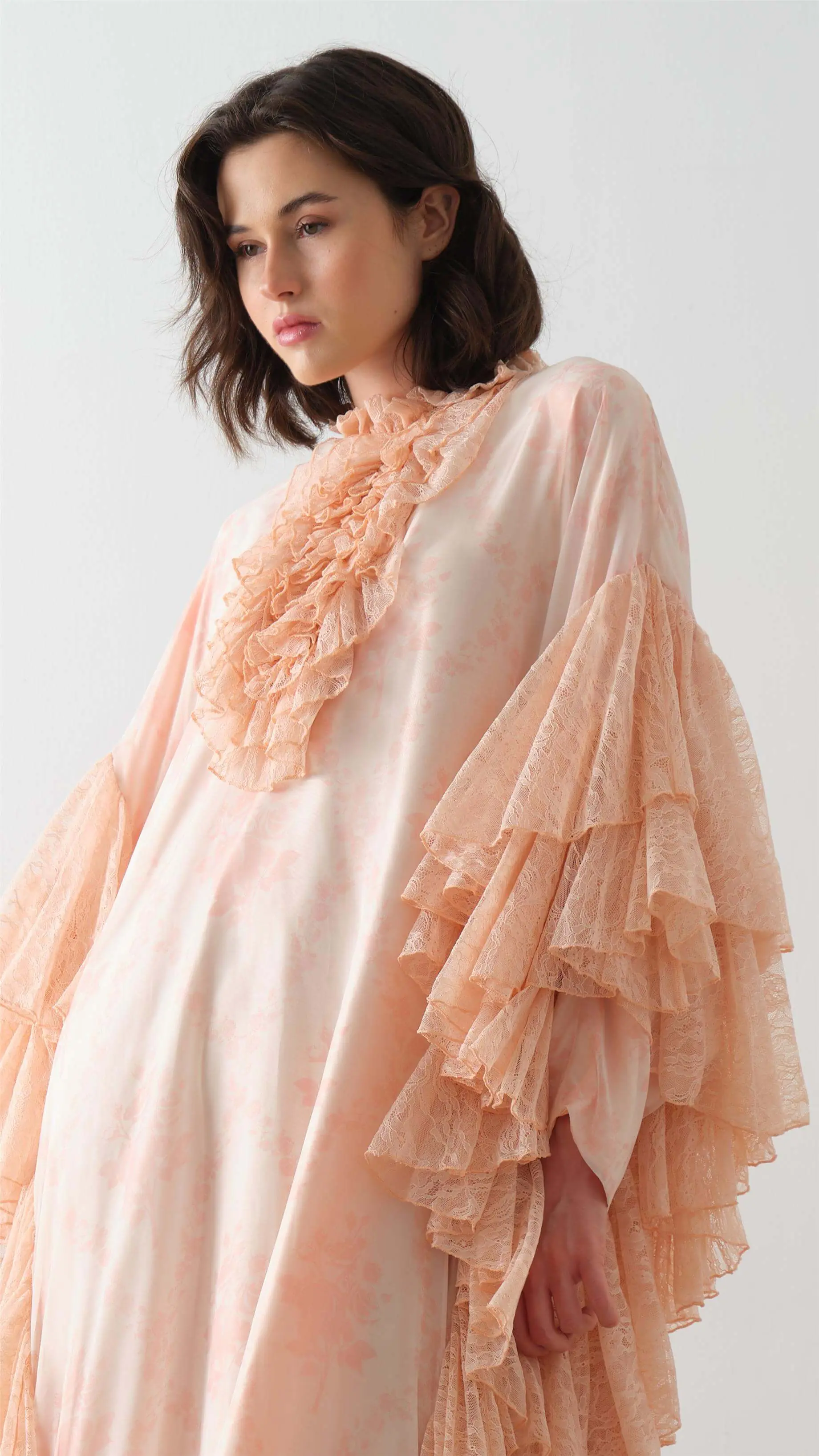 Lace Ruffle Kaftan Dress – Blush, photo 2